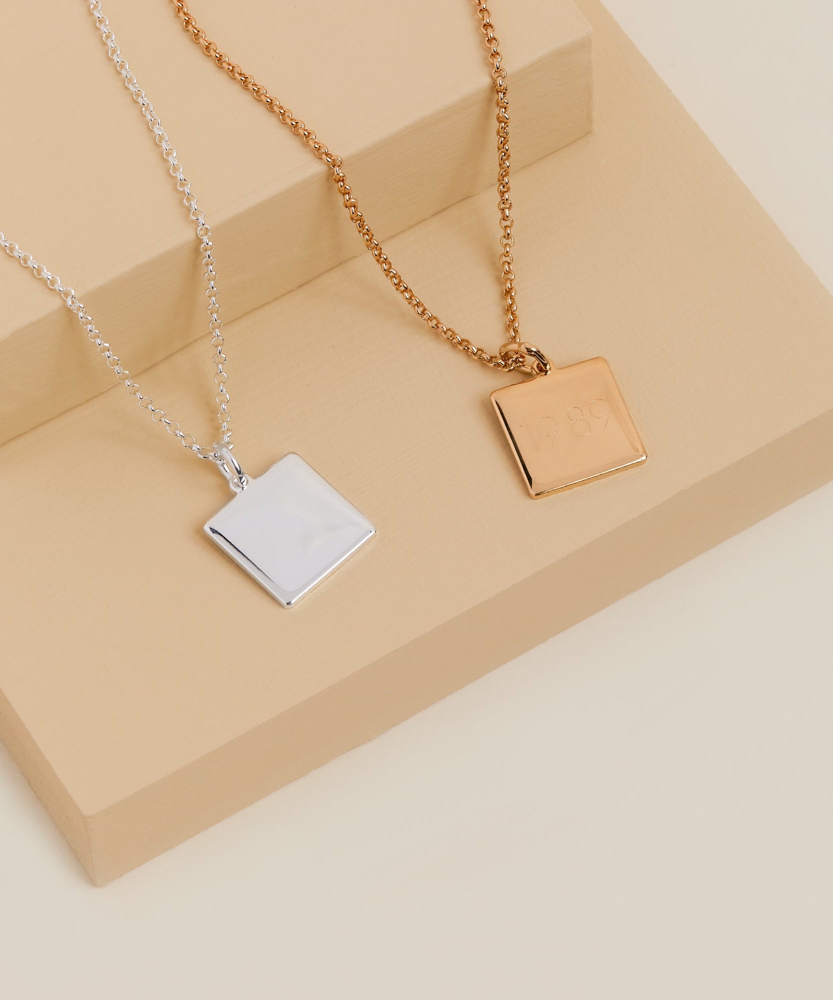 Square Charm Necklace, 21''