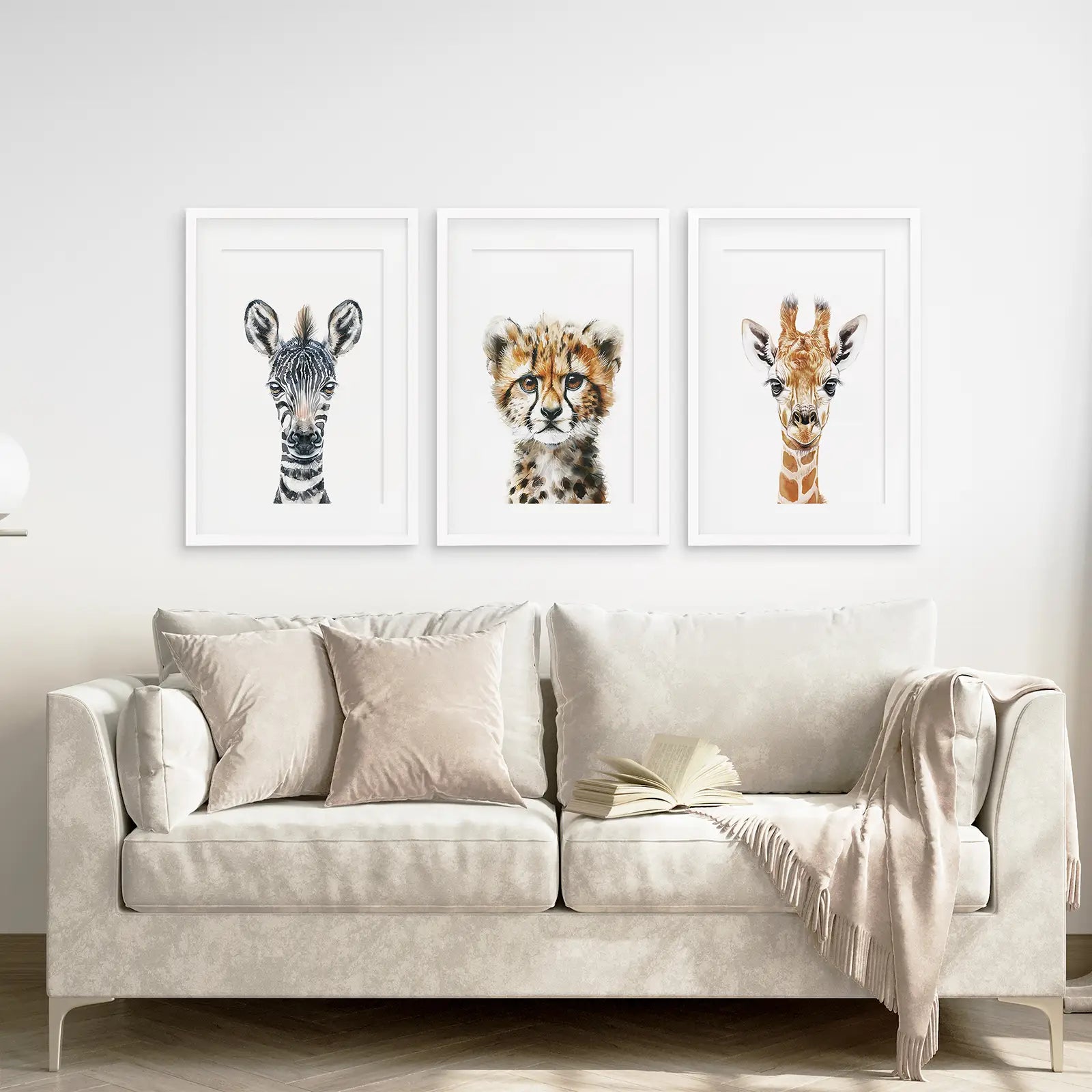 Neutral Safari Wandkunst Poster Set Kinderzimmer Deko