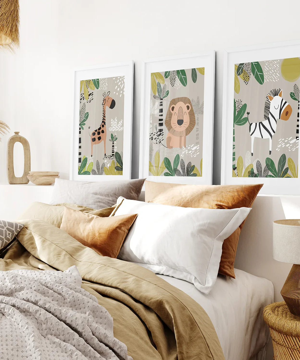 3er-Set Wandbilder „Safari-Babytiere“