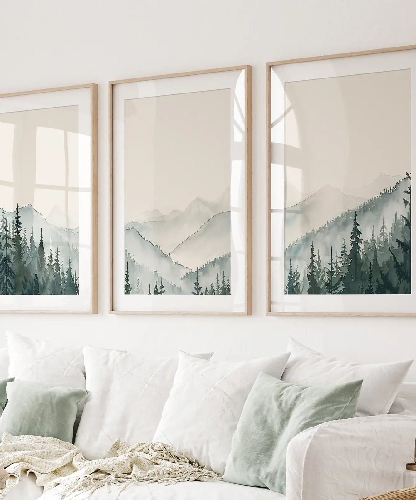 3er Set Berg-Wald-Dekorationsbilder Wandkunst
