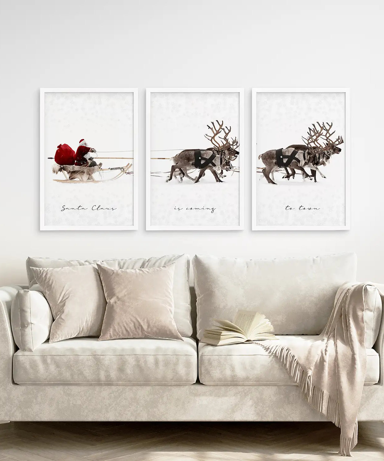 Weihnachten Weihnachtsmann mit Schlitten Kunstset