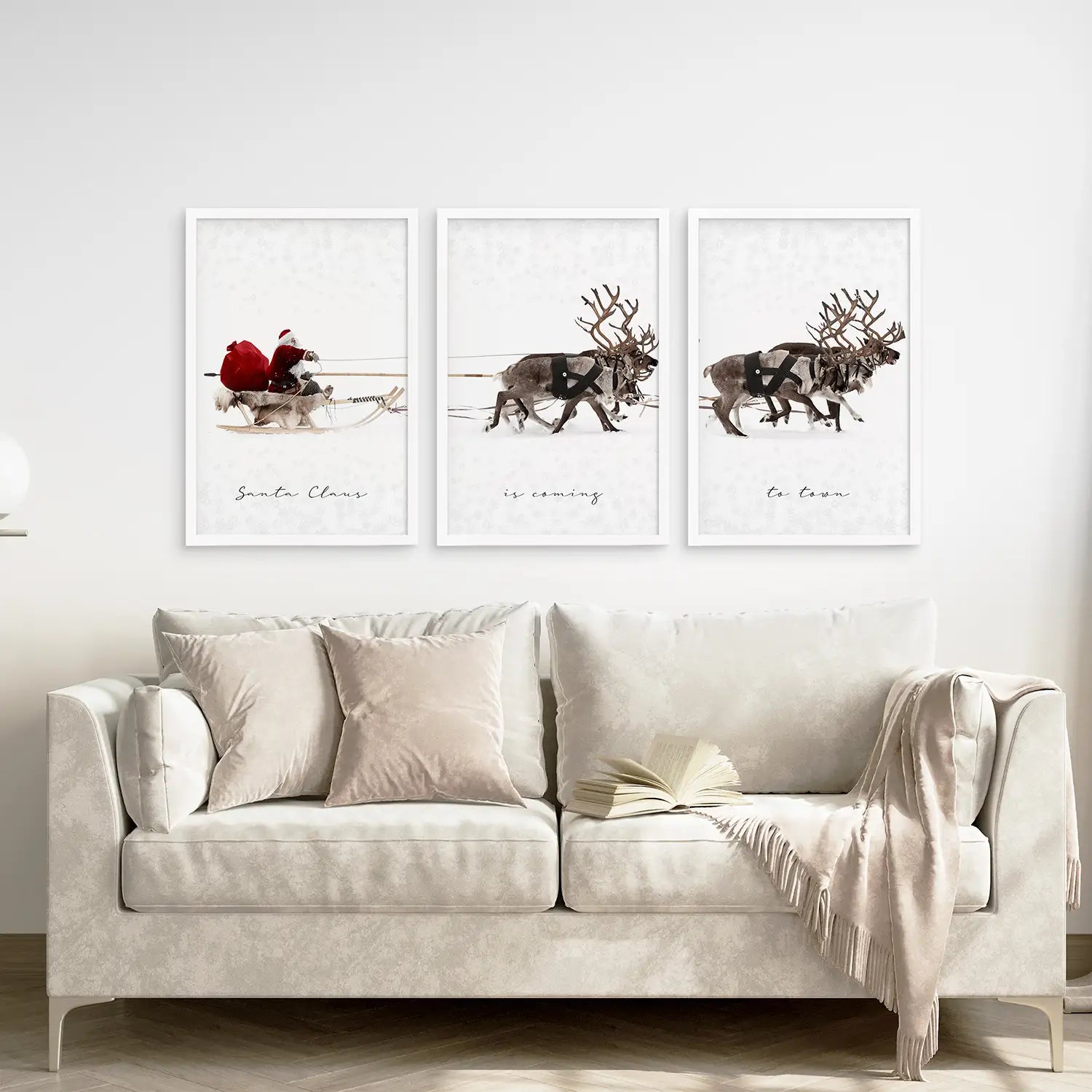 Weihnachten Weihnachtsmann mit Schlitten Kunstset