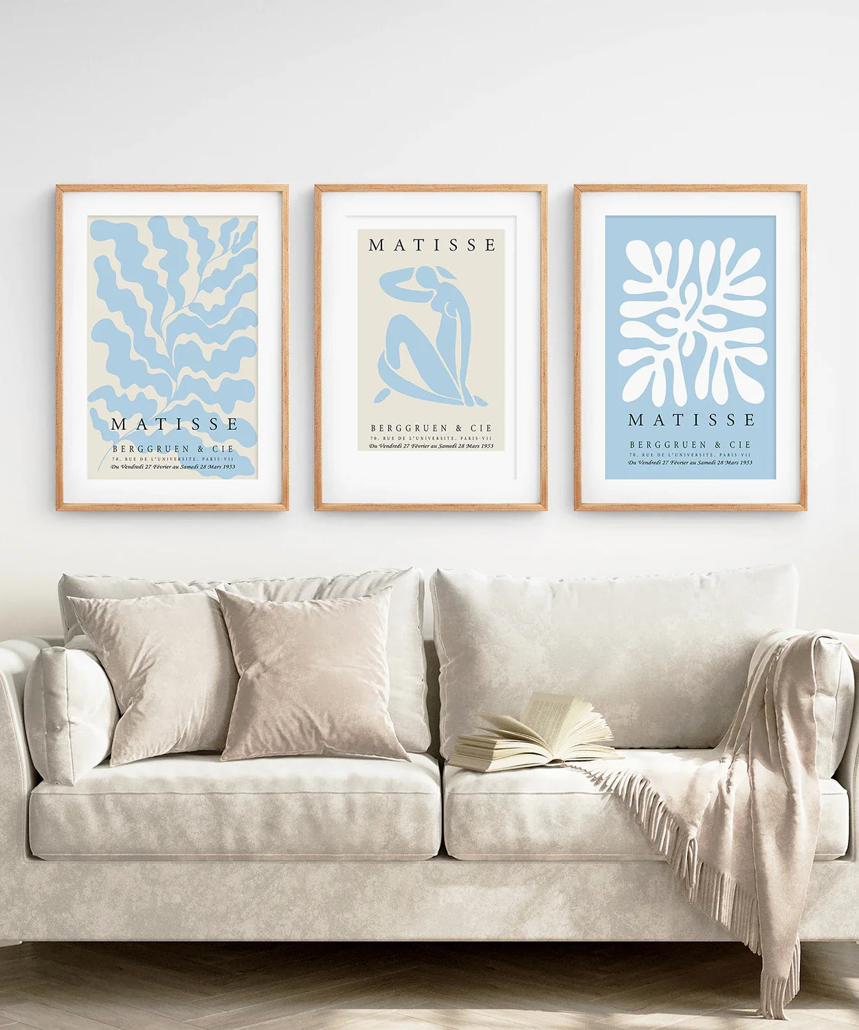 3er-Set blaue und beige Henri Matisse-Drucke
