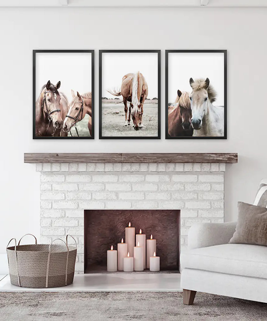 Horses. Modern Farmhouse Prints. Western Set of 3