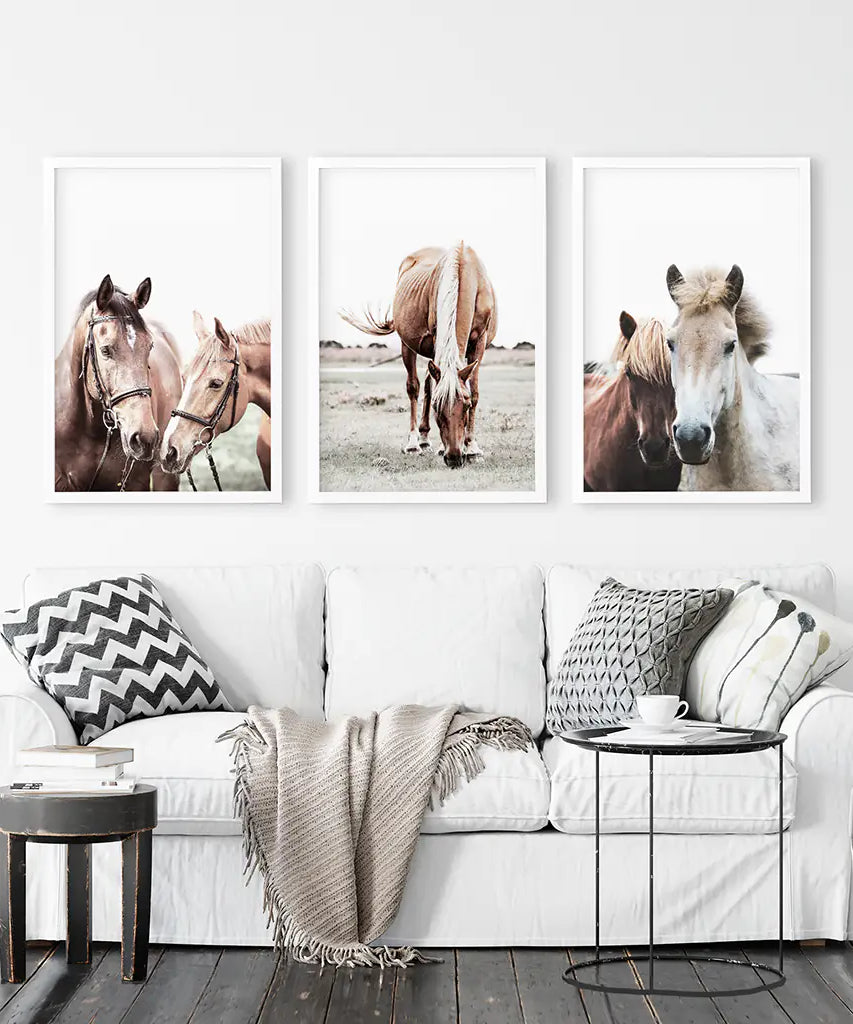 Horses. Modern Farmhouse Prints. Western Set of 3