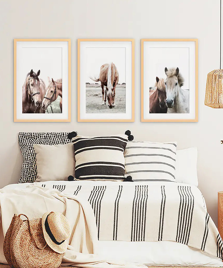 Horses. Modern Farmhouse Prints. Western Set of 3