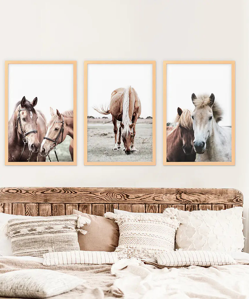 Horses. Modern Farmhouse Prints. Western Set of 3