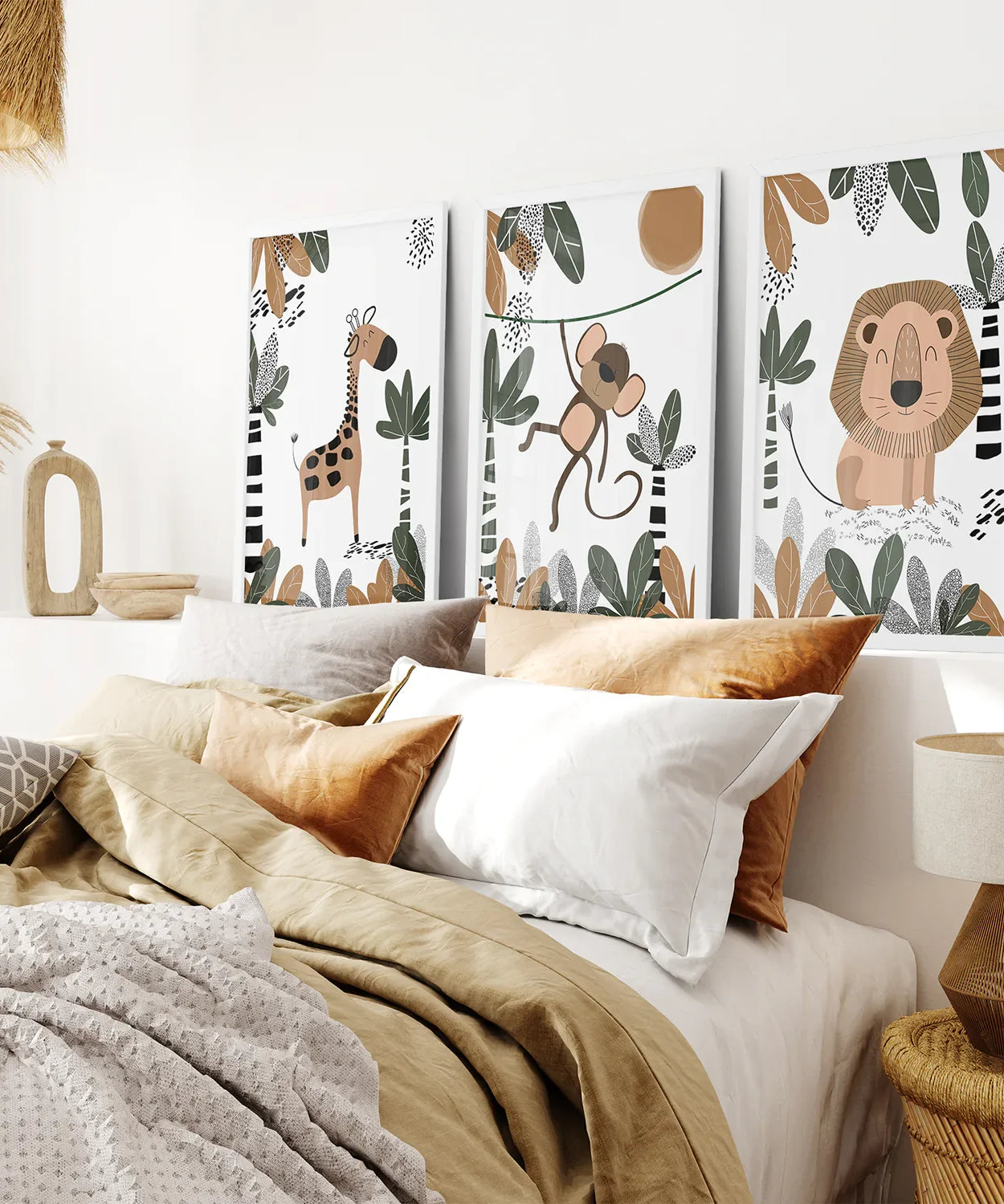 Safari Animals Wall Art Set of 3 Prints for Nursery