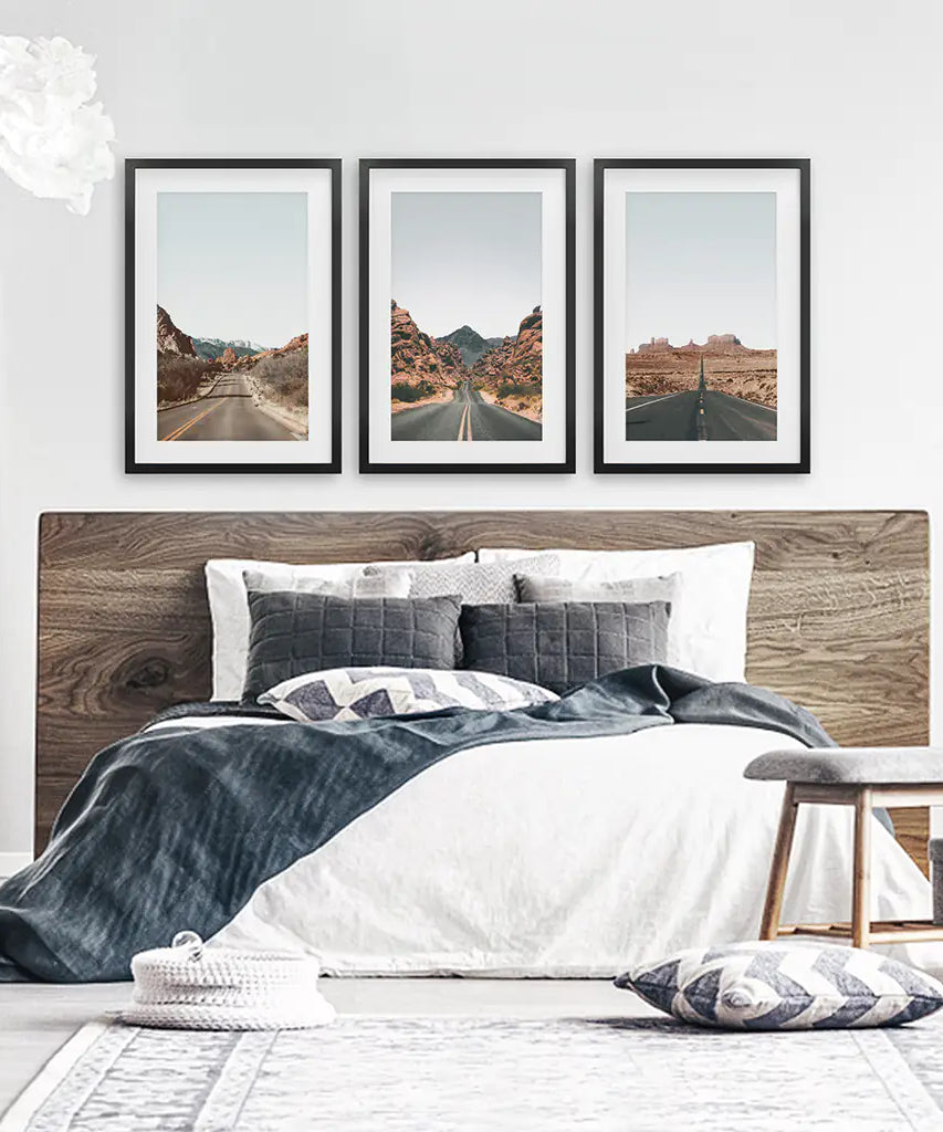 USA Travel Wall Art Set. Roads of Utah, Nevada, Colorado
