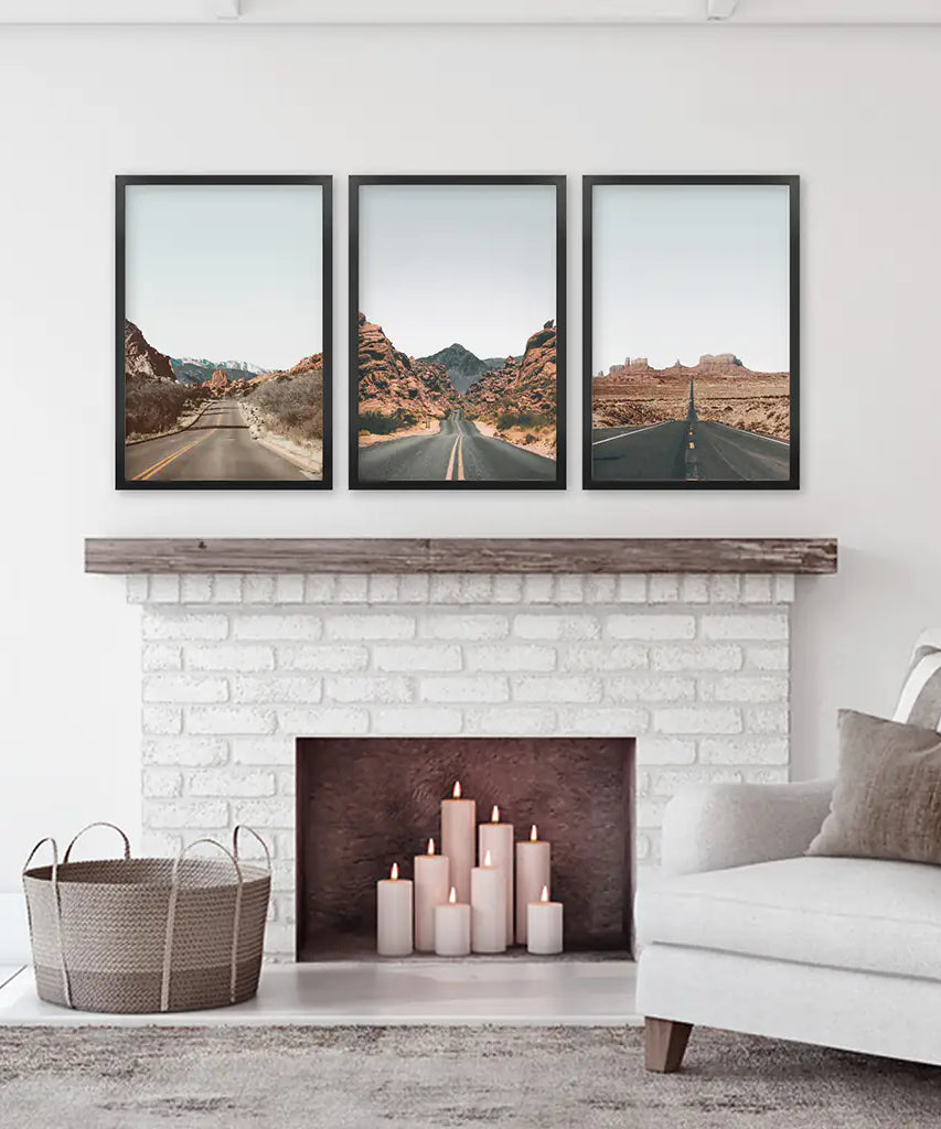 USA Travel Wall Art Set. Roads of Utah, Nevada, Colorado