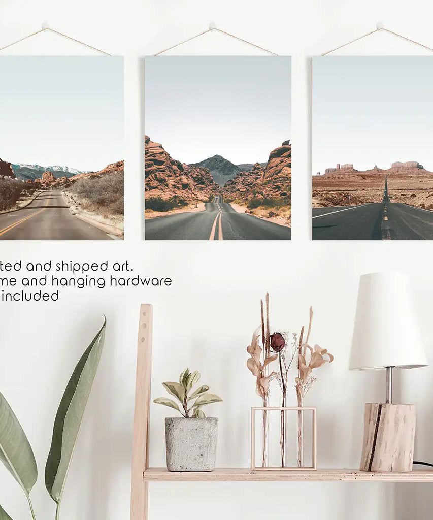 USA Travel Wall Art Set. Roads of Utah, Nevada, Colorado