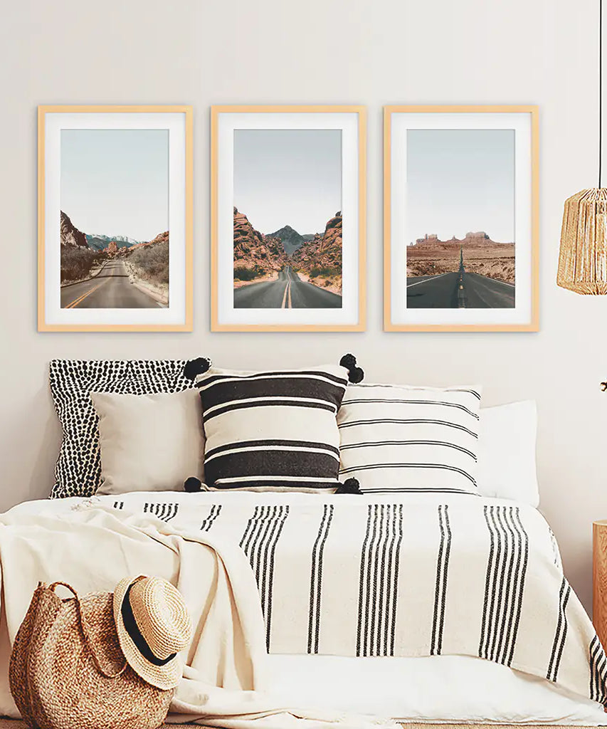 USA Travel Wall Art Set. Roads of Utah, Nevada, Colorado