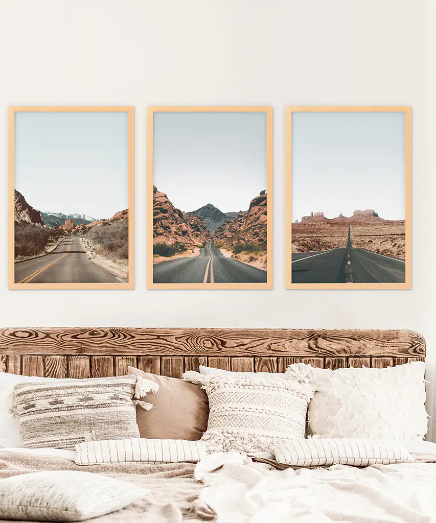 USA Travel Wall Art Set. Roads of Utah, Nevada, Colorado
