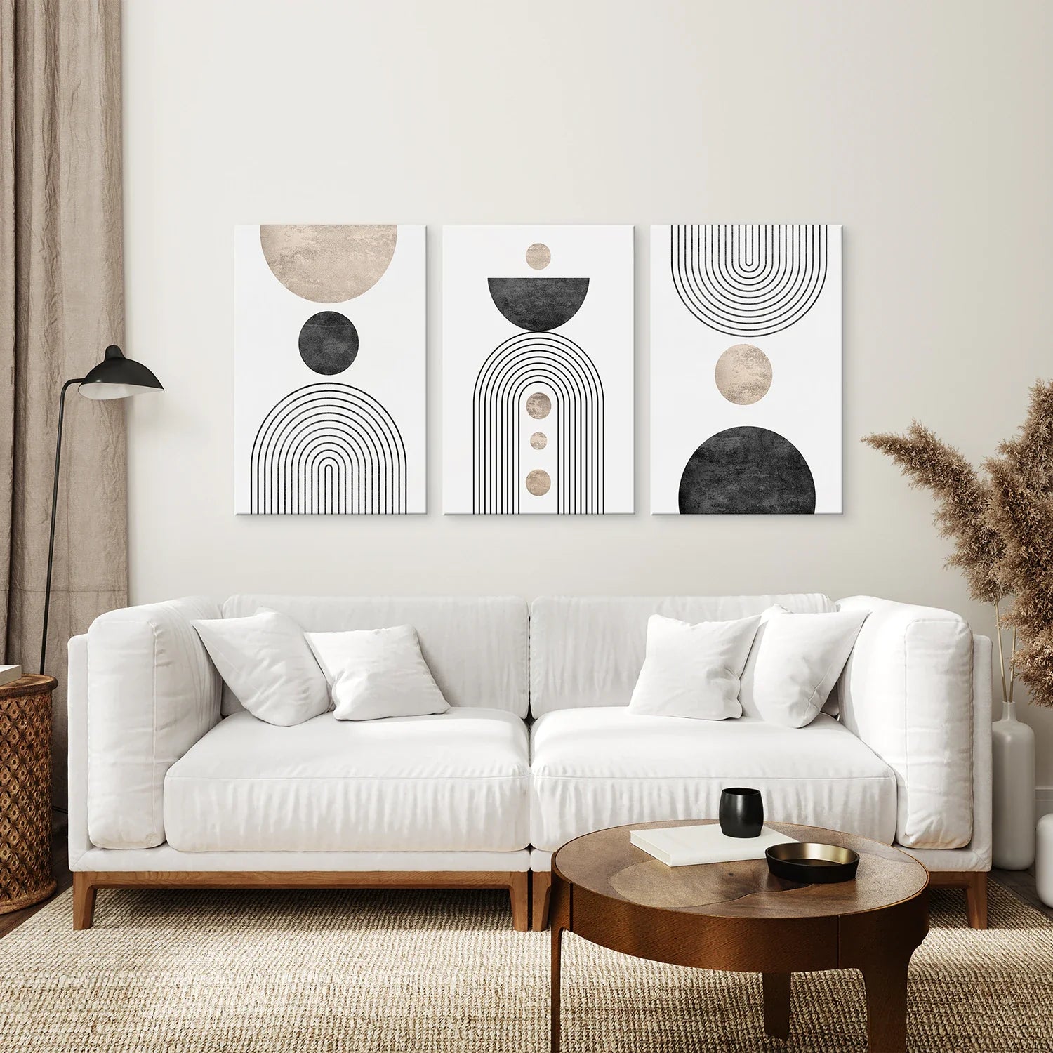 Minimalistisches Wandkunst-Set – Moderne Kunstdrucke Schwarzer Regenbogen