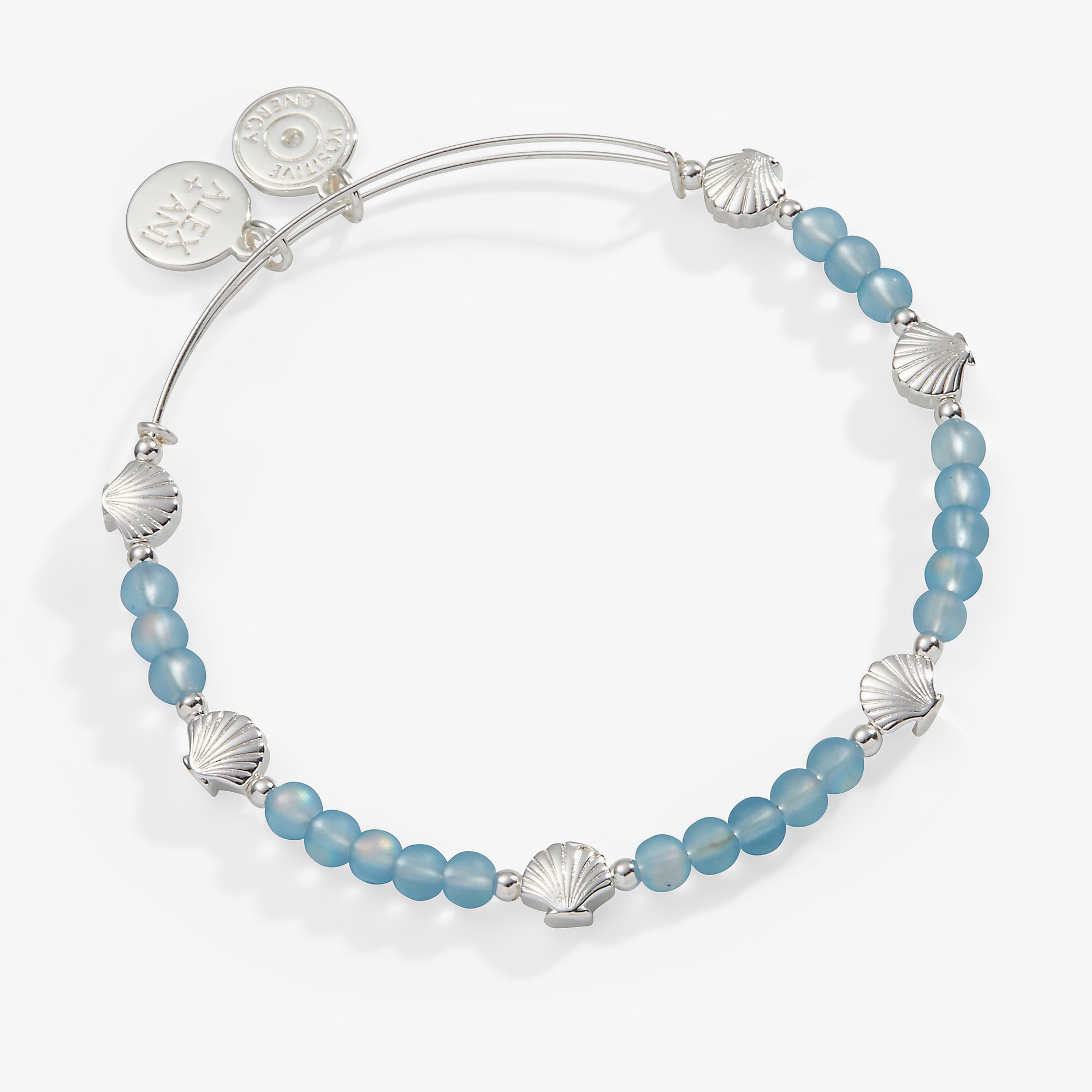 Shell Motif Beaded Charm Bangle