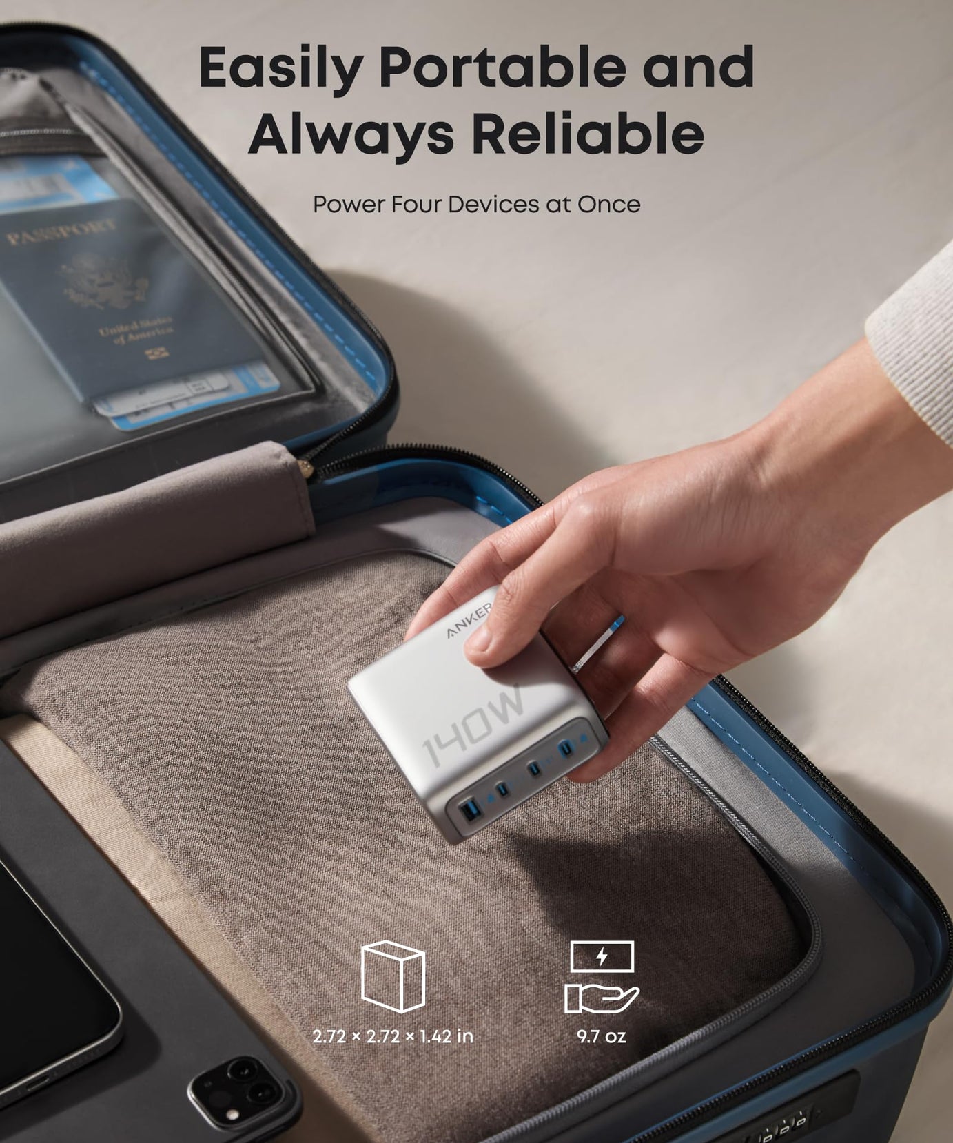 Anker Laptop Power Bank (25K, 165W, Built-In and Retractable Cables)