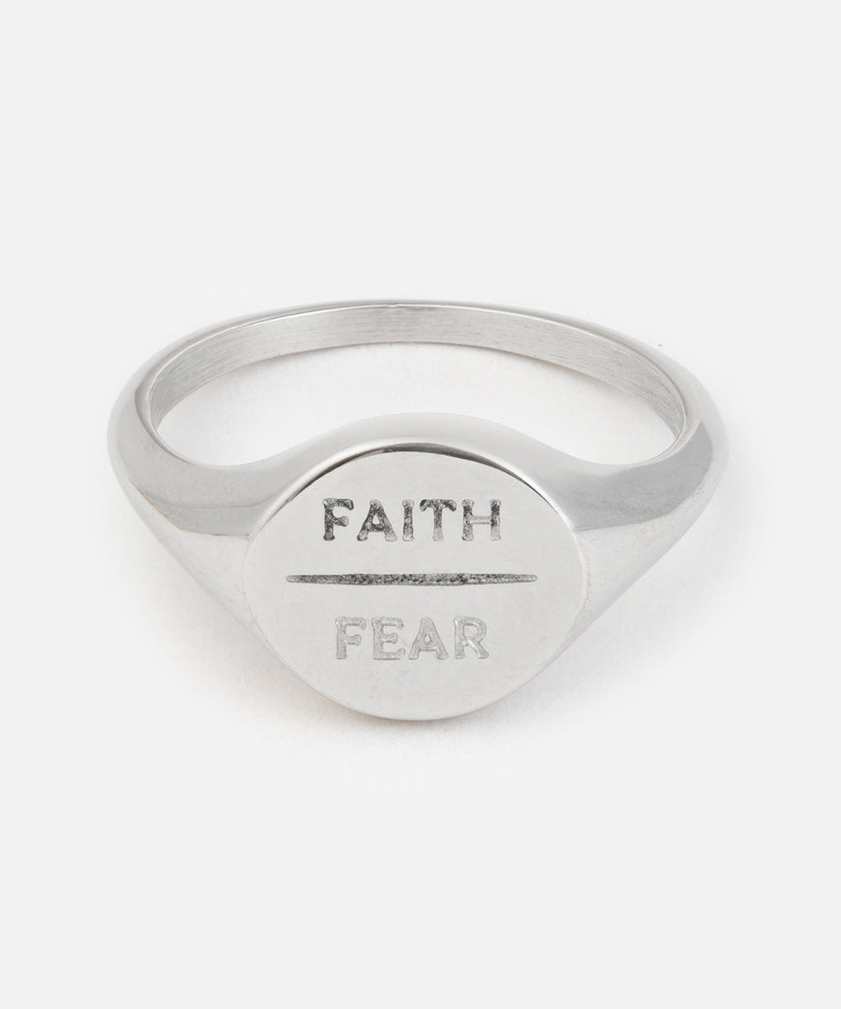Silver Faith Over Fear Ring