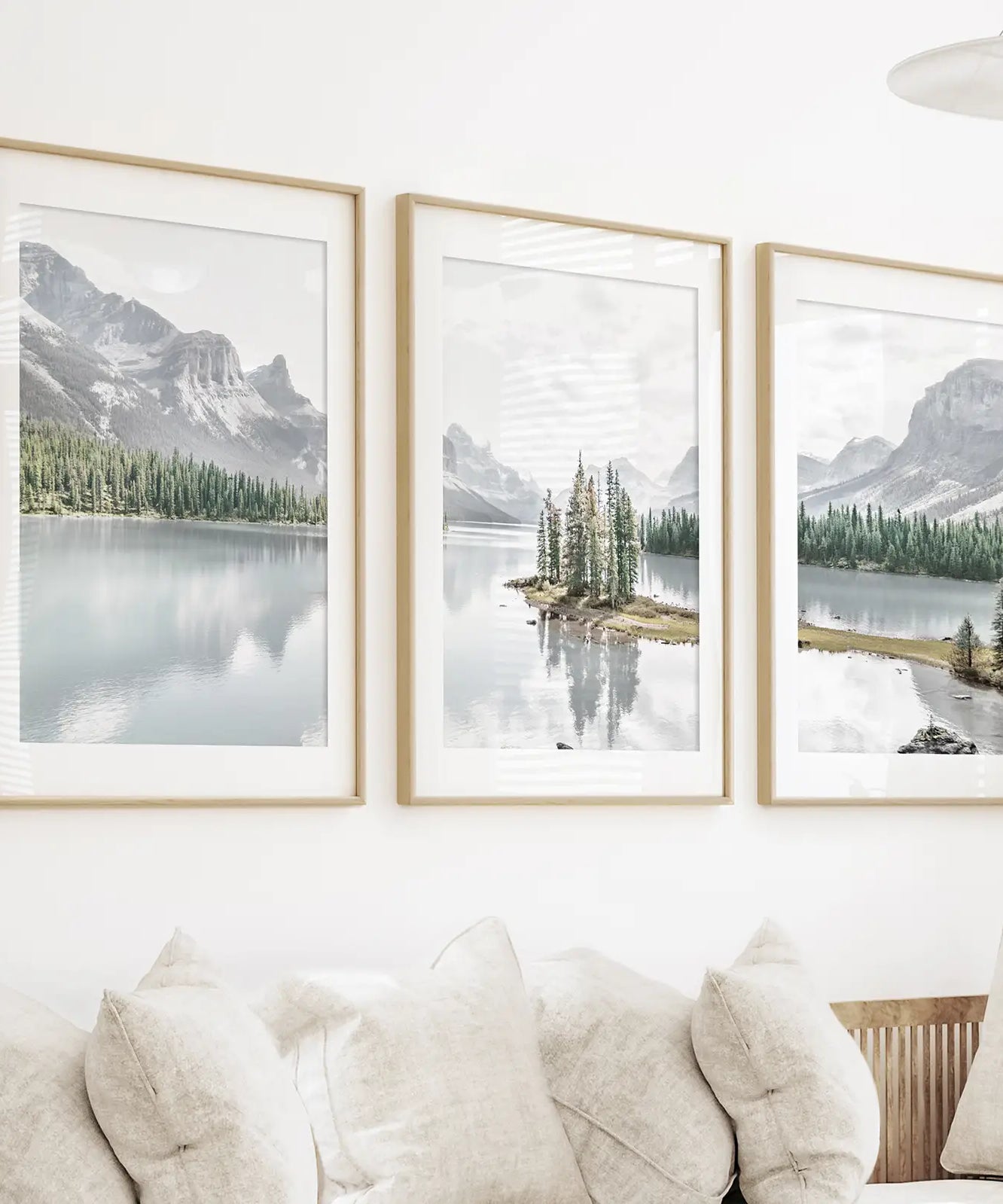 Jasper-Nationalpark Bergsee-Triptychon. Kanadische Natur