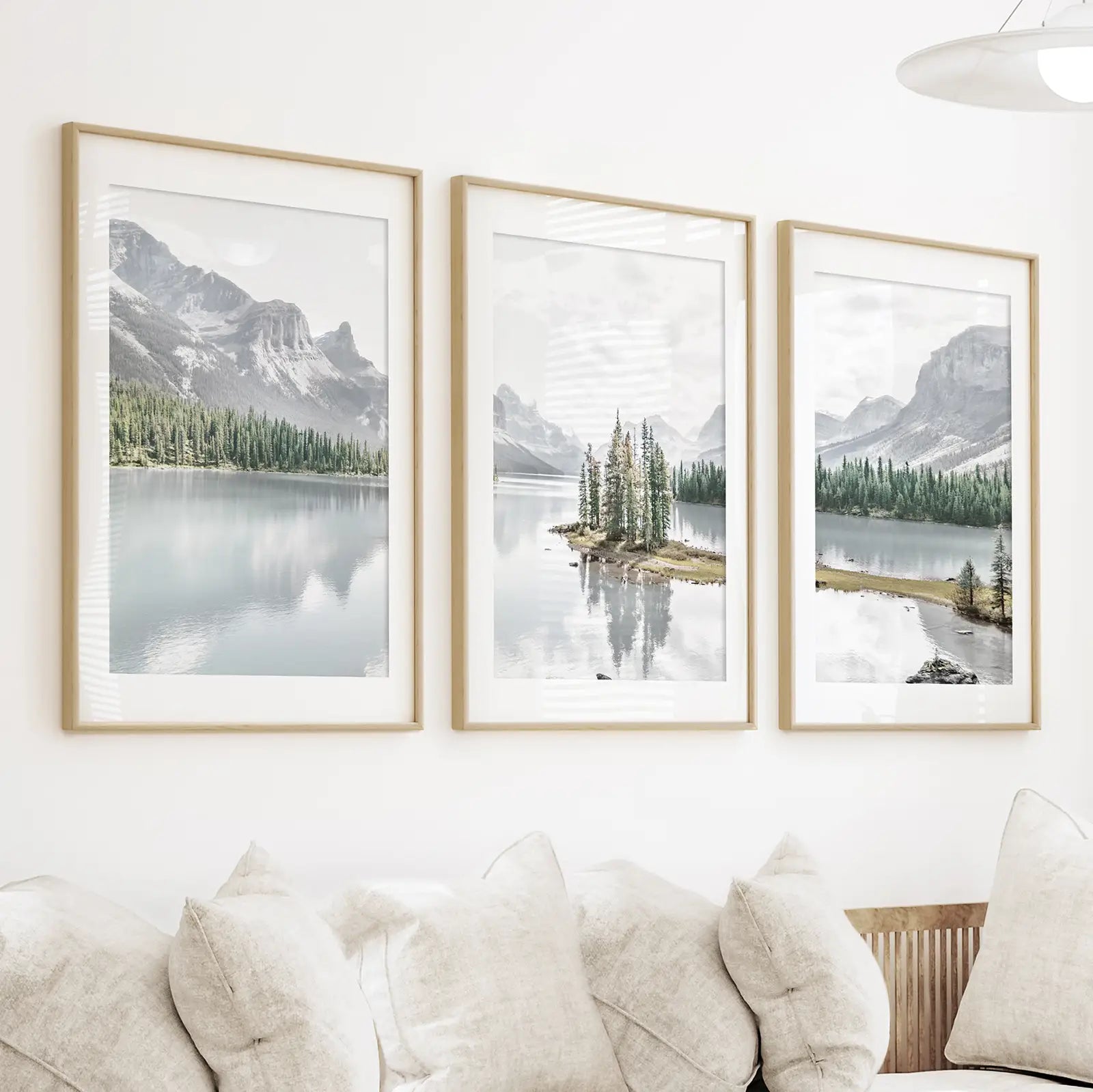 Jasper-Nationalpark Bergsee-Triptychon. Kanadische Natur