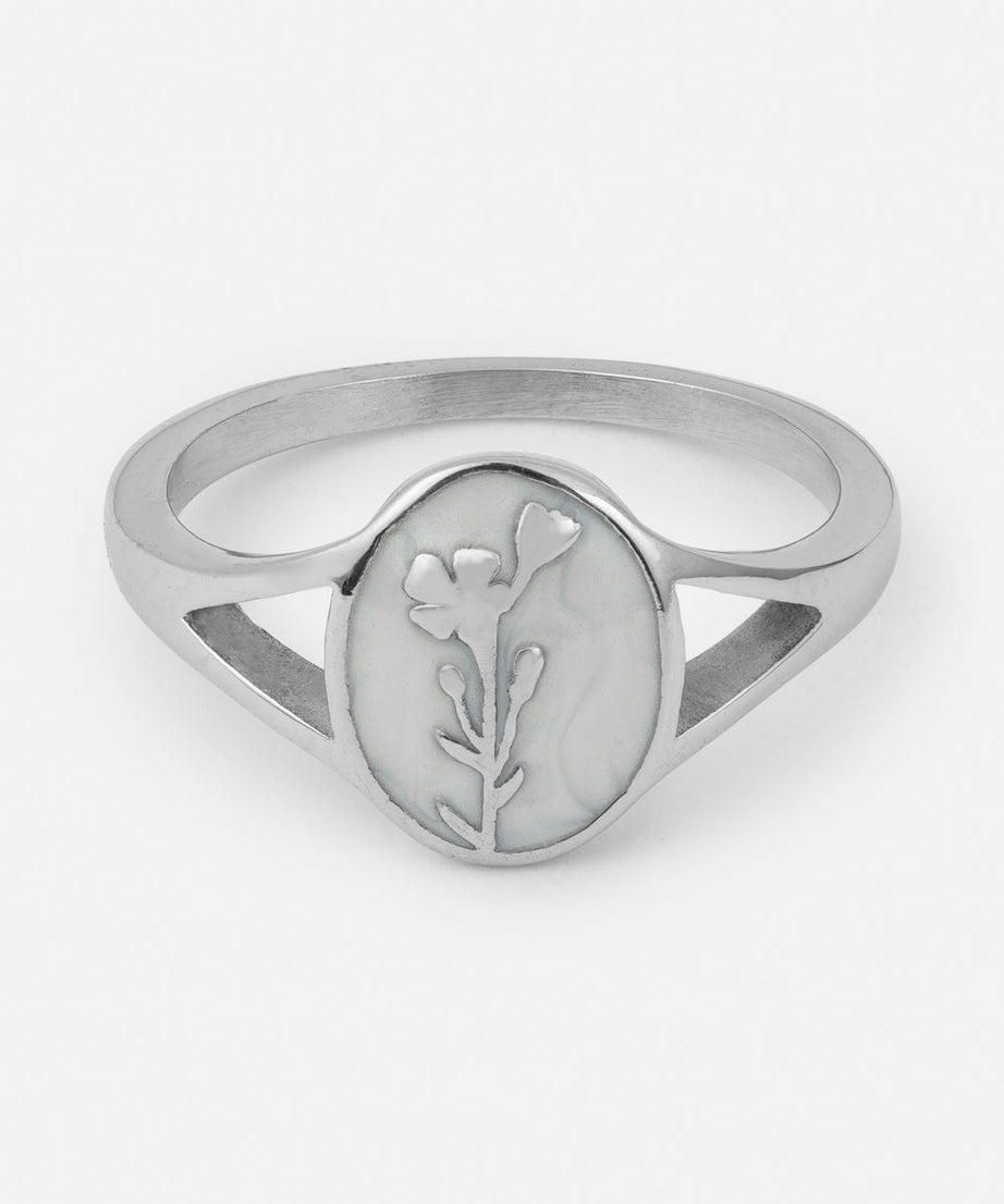 Silver Wildflower Signet Ring