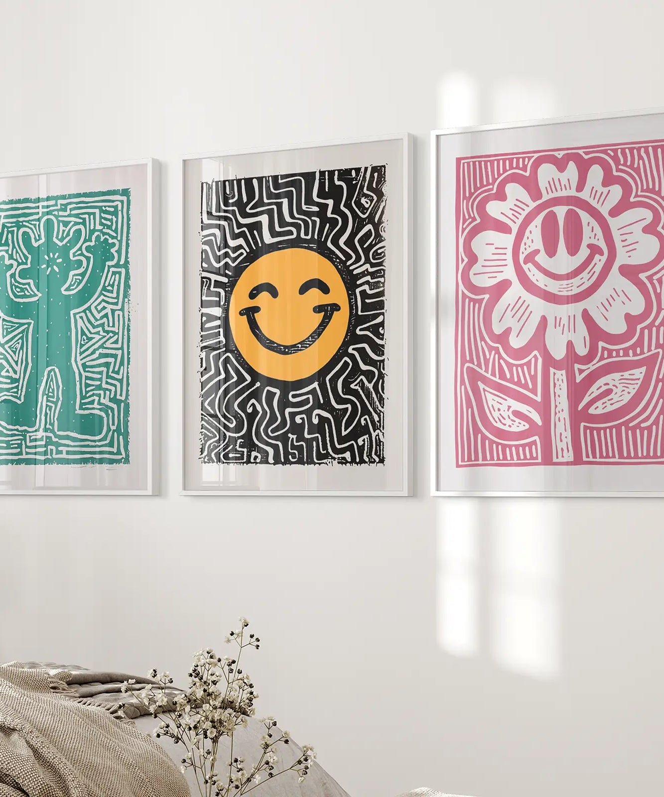 Ausgefallene Wandkunst. Hippes Poster. Trendiges Deko-Set