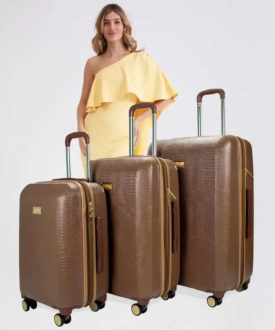 3-teiliges, erweiterbares elegantes Schlangenhaut-Gepäckset