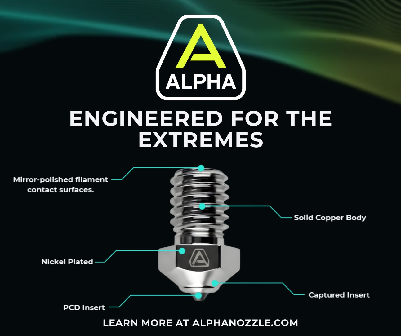ALPHA PCD 3D Printer Nozzle – High temp Polycrystalline Diamond Nozzle