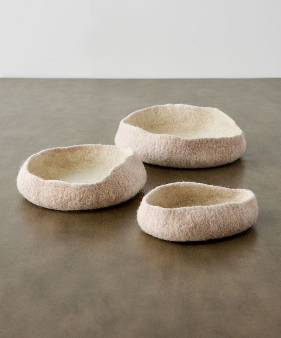 Soft Stone Hand Felted Nesting Bowls