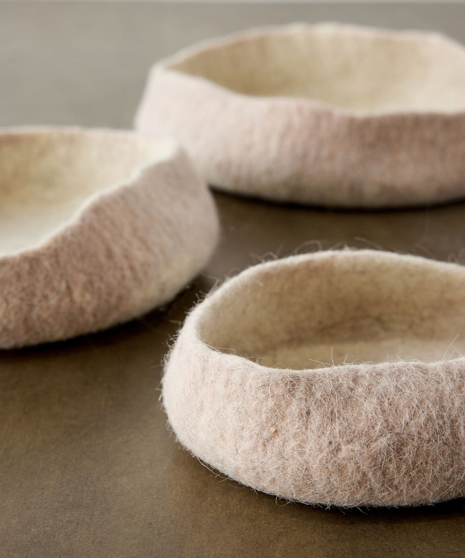 Soft Stone Hand Felted Nesting Bowls