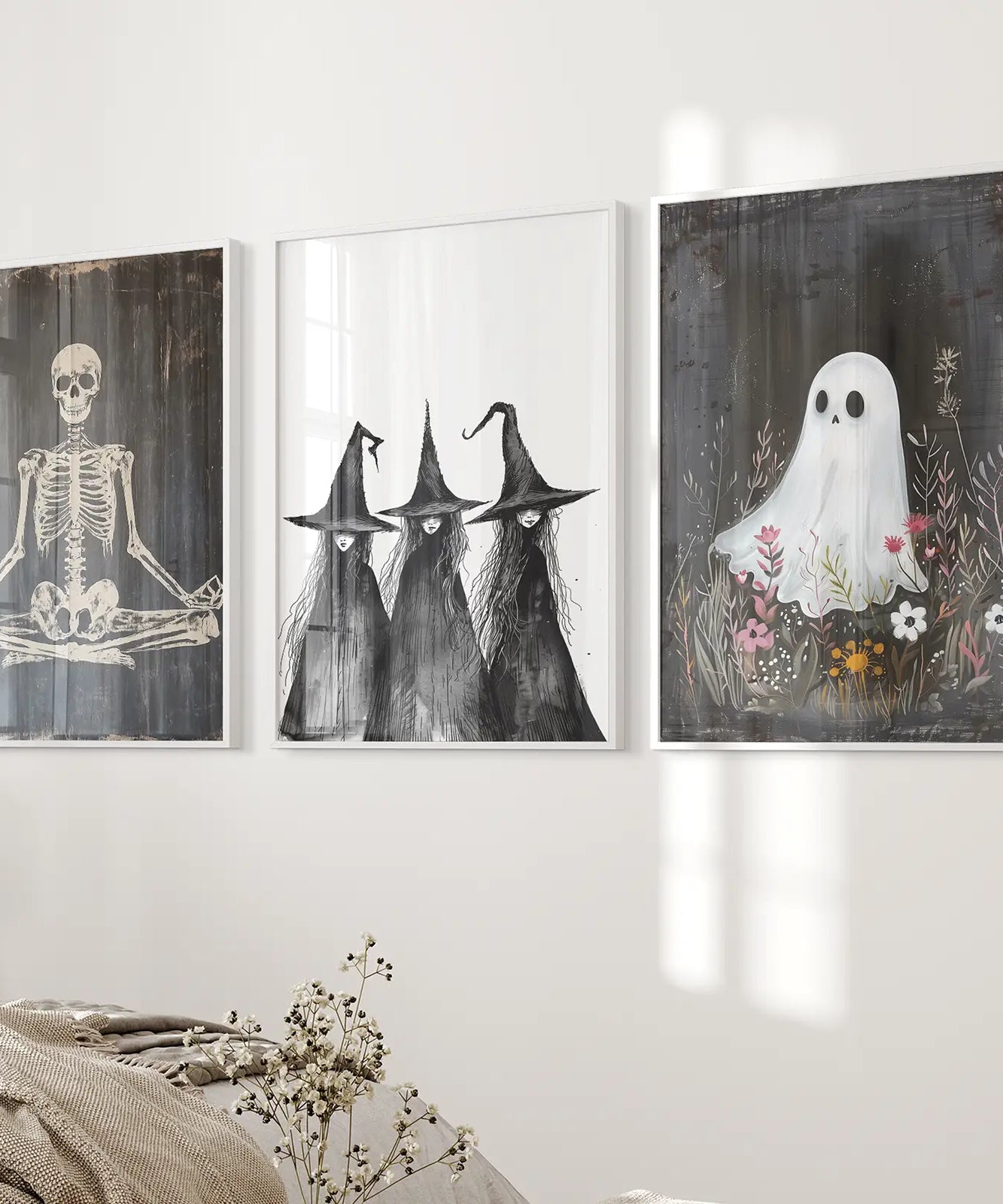Dunkle Halloween-Hexen-Wandkunst-Dekordruck-Set