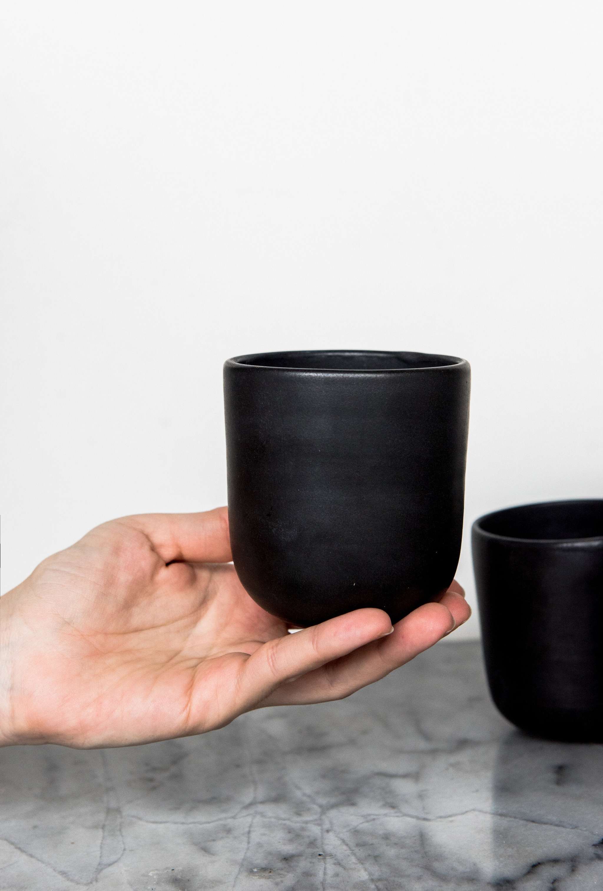 Handmade Stoneware Cup - Black Matte Cup for Coffee and Tea