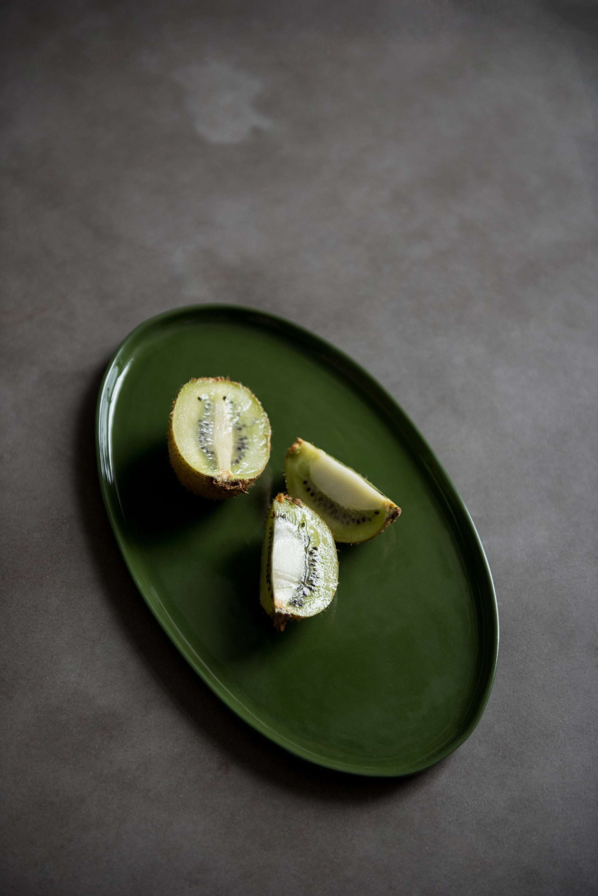 Handmade Oval Porcelain Platter. Green