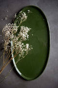 Handmade Oval Porcelain Platter. Green
