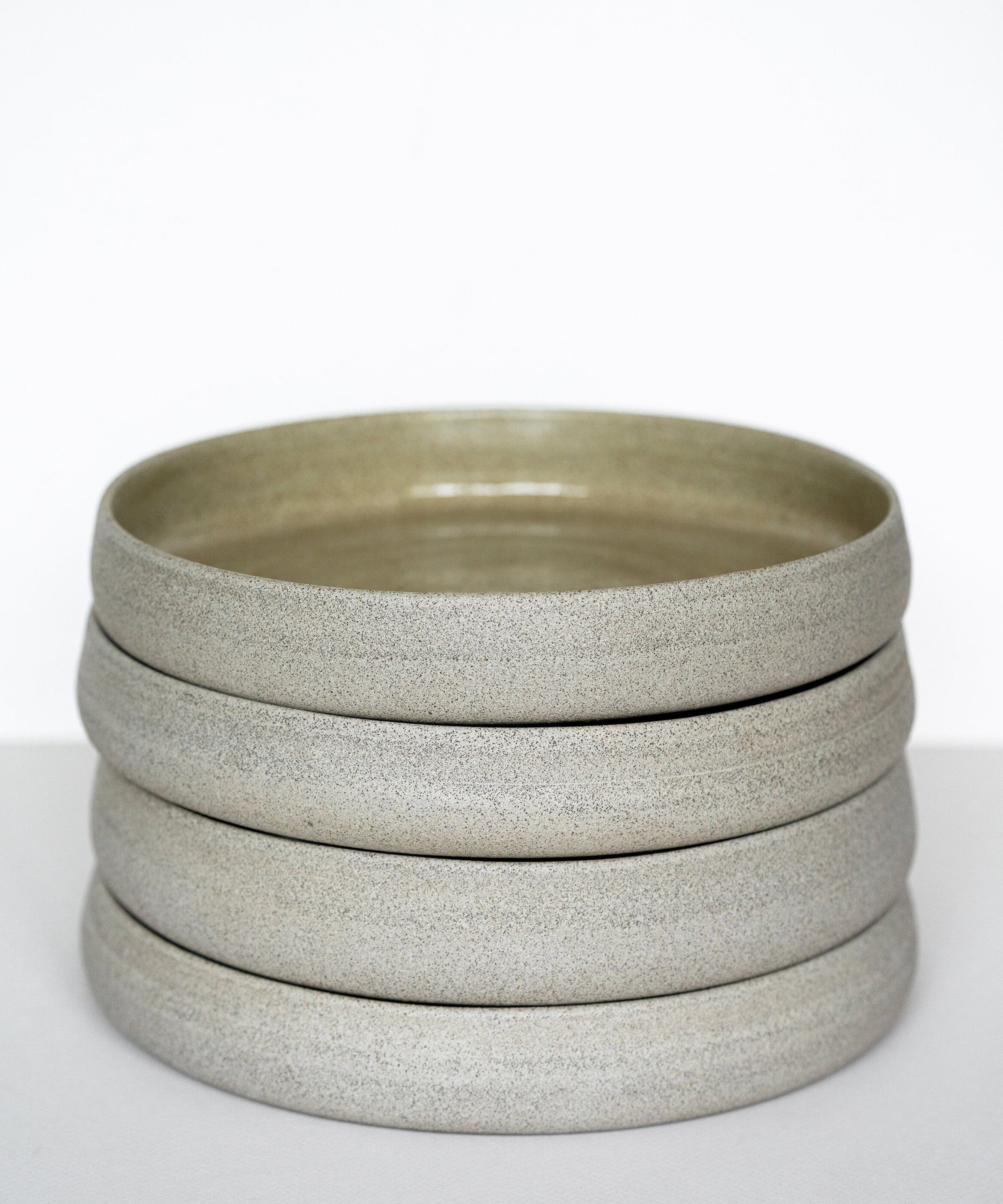 Handmade Stoneware Dinner Plates with High Sides "Concrete"
