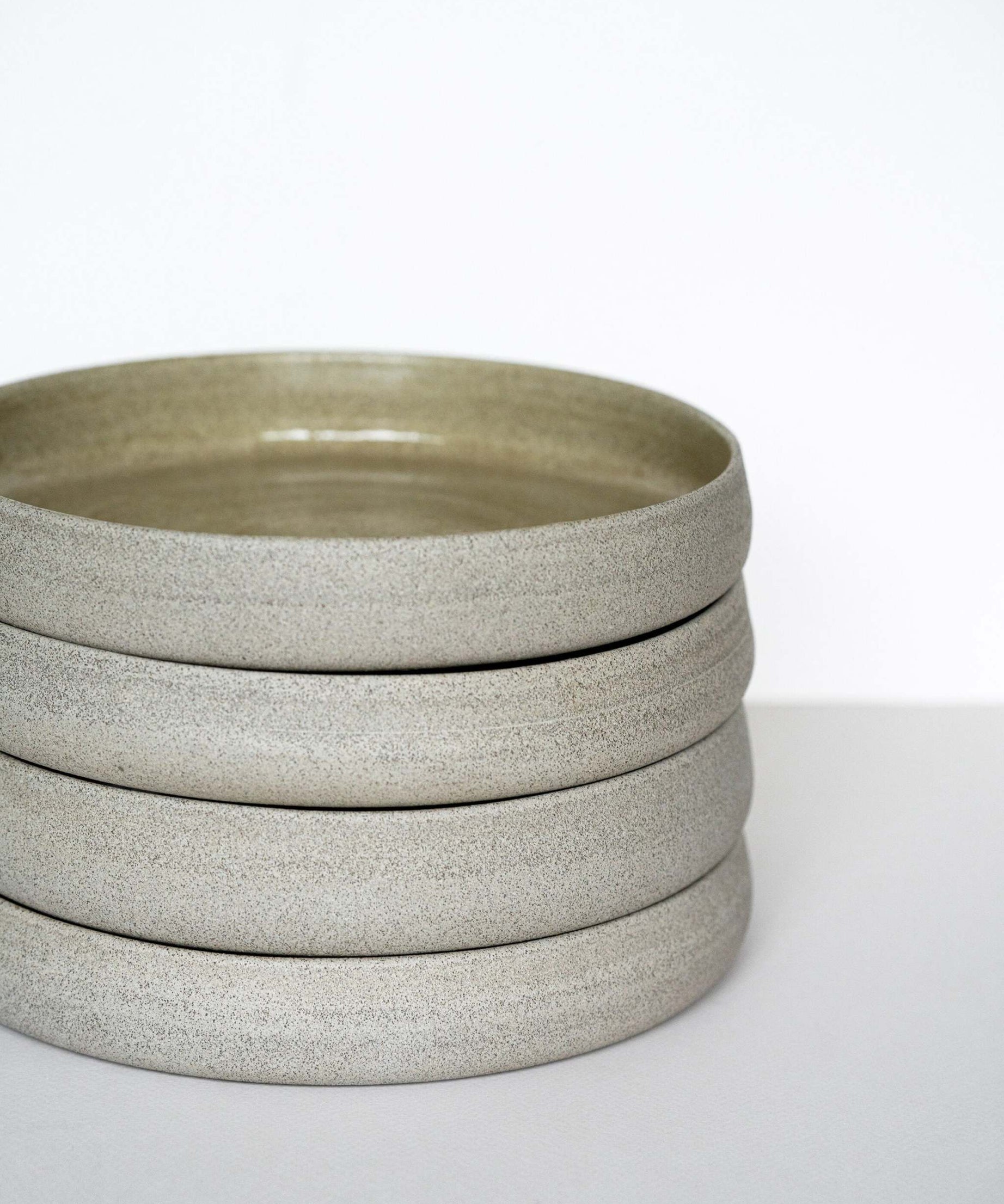 Handmade Stoneware Dinner Plates with High Sides "Concrete"