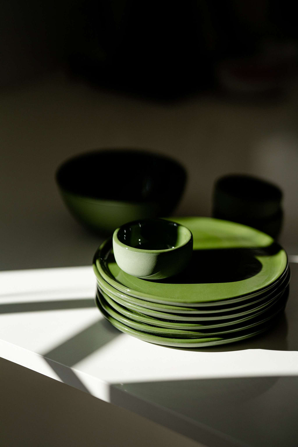 Handmade Porcelain Sauce Bowl. Green