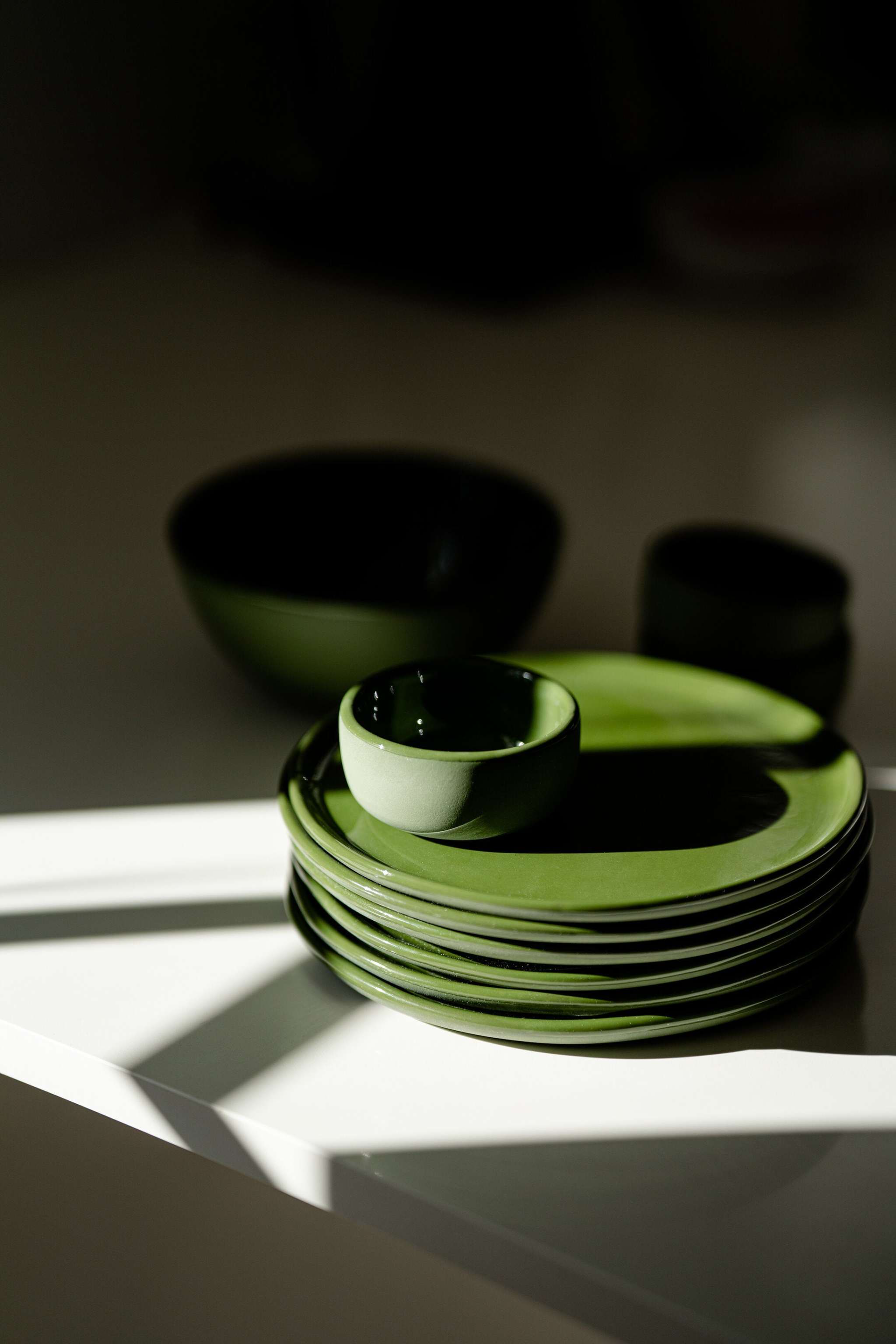 Handmade Porcelain Sauce Bowl. Green
