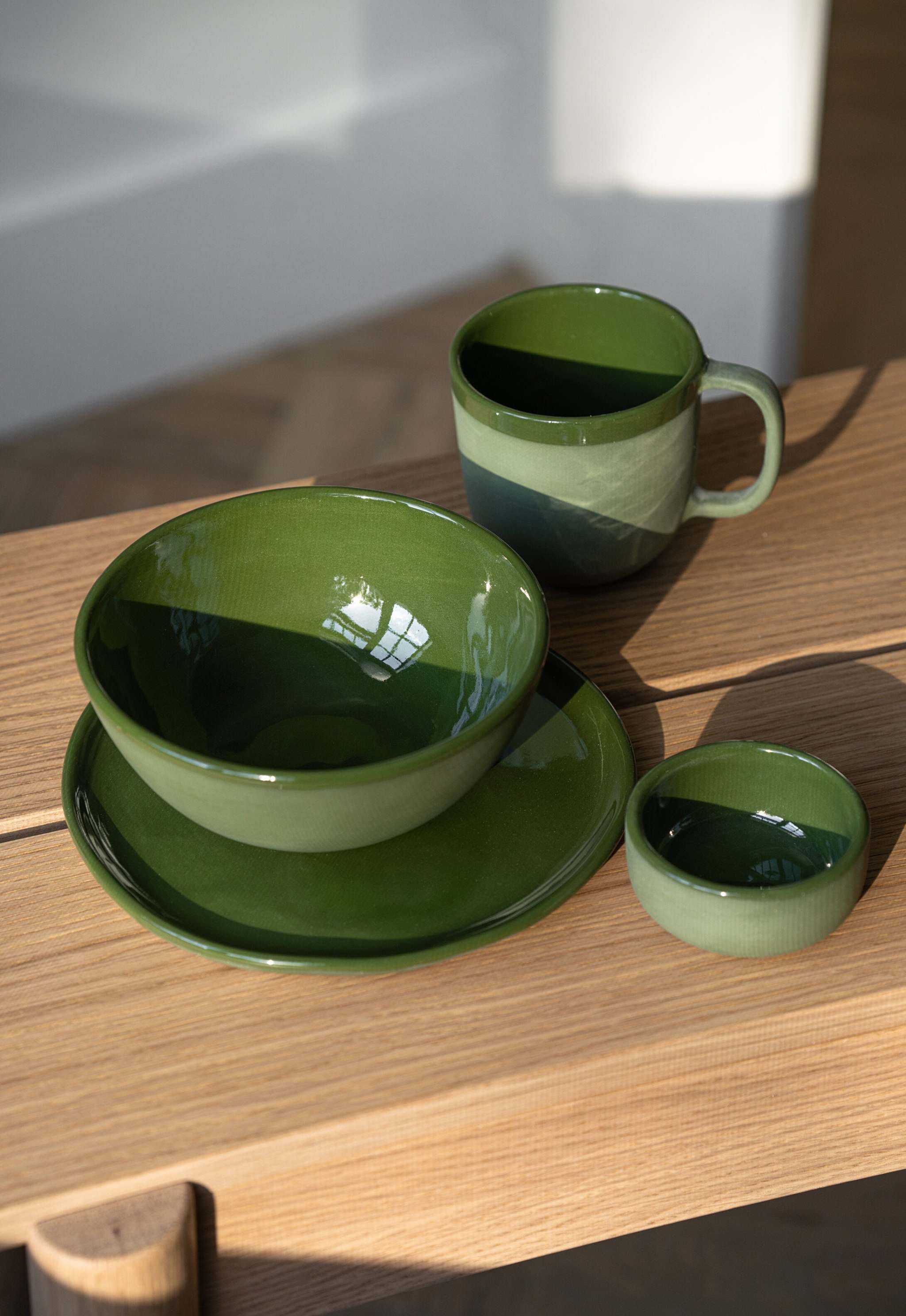 Handmade Porcelain Bowl. Green