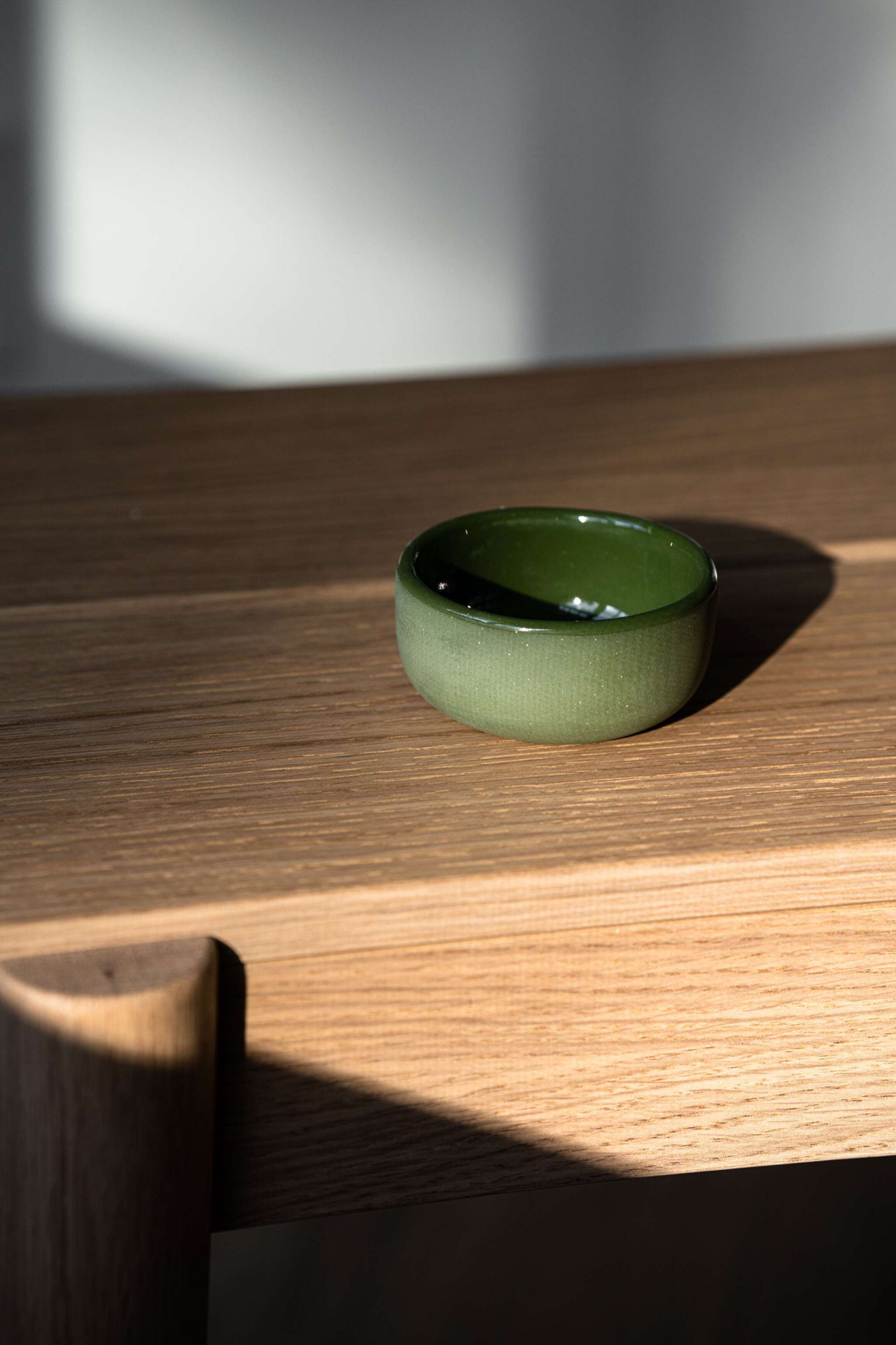 Handmade Porcelain Sauce Bowl. Green