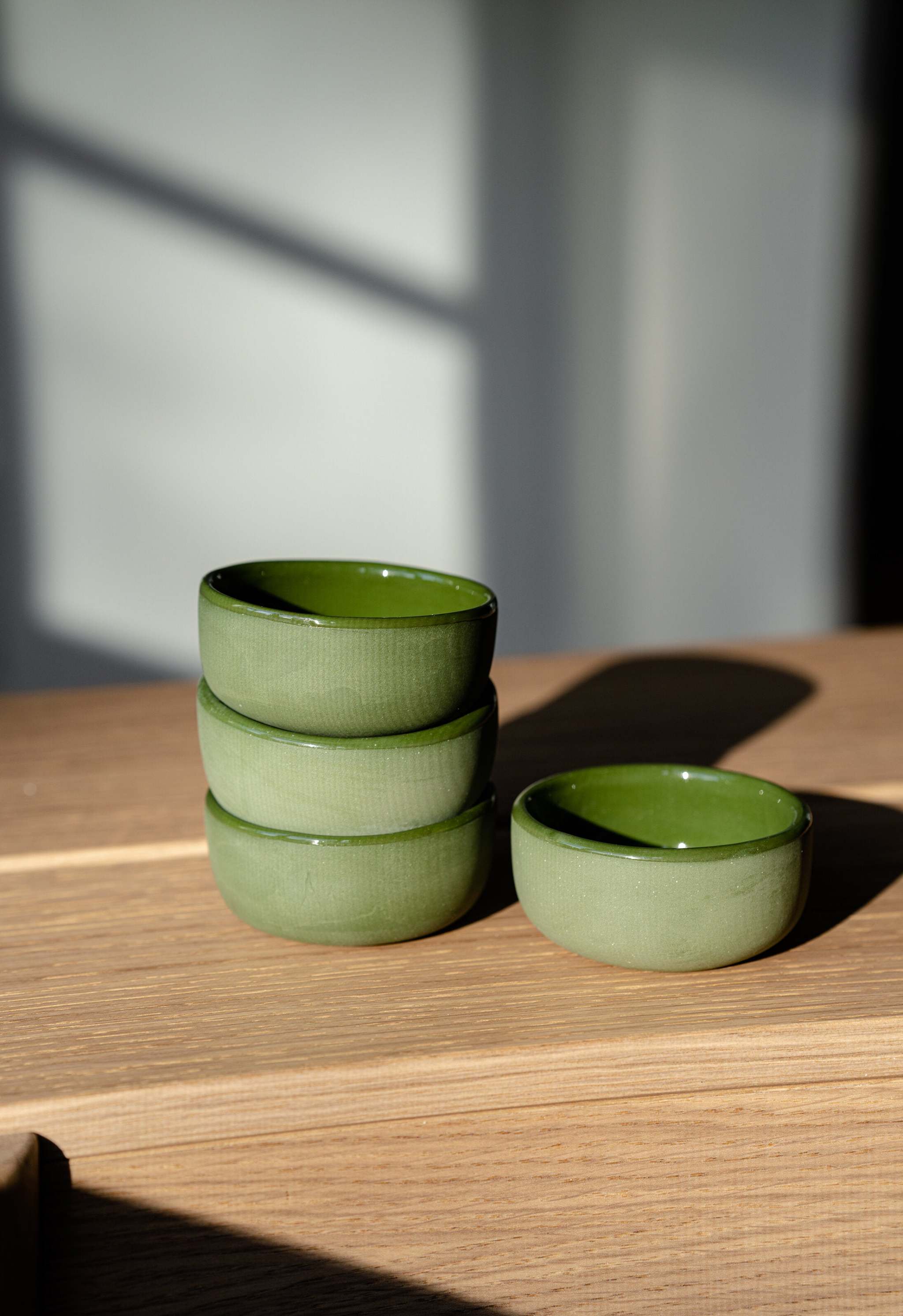 Handmade Porcelain Sauce Bowl. Green
