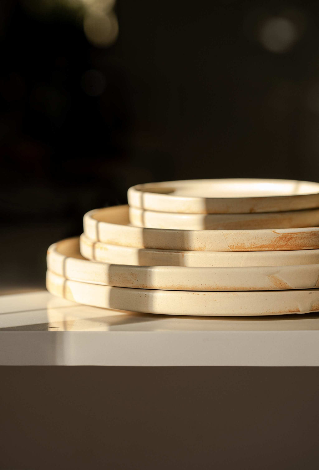 Beige Matte Stoneware Dinner Plates