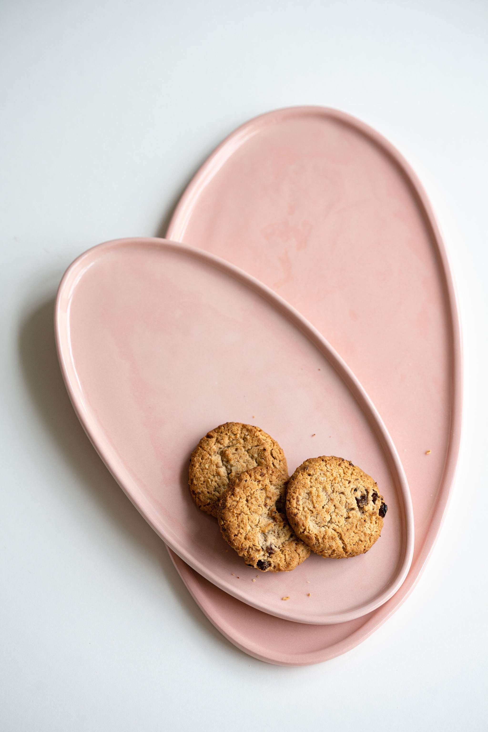 Handmade Porcelain Oval Platter. Powder Pink