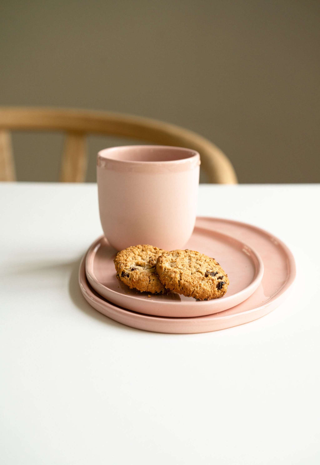 Handmade Porcelain Oval Platter. Powder Pink