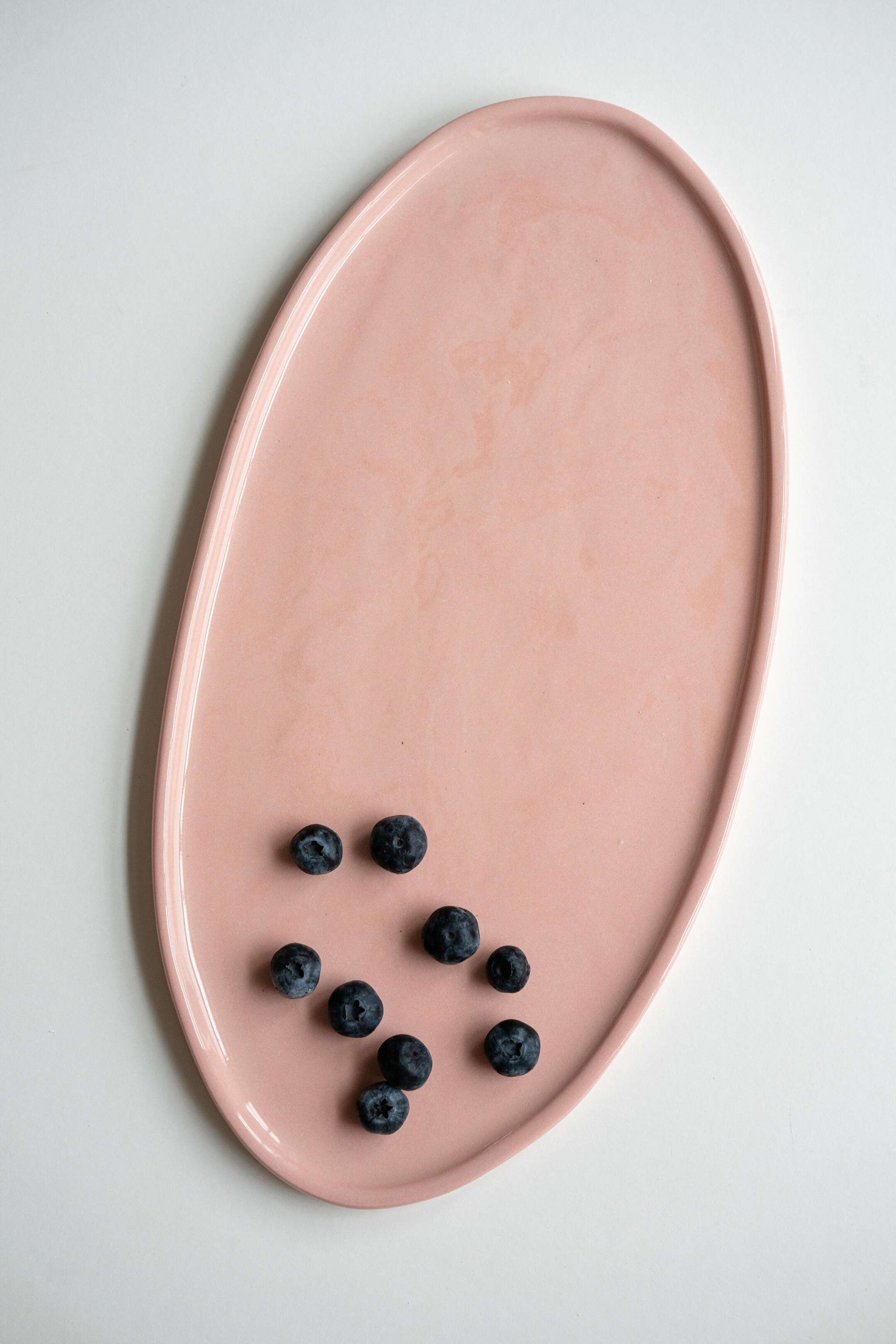 Handmade Porcelain Oval Platter. Powder Pink