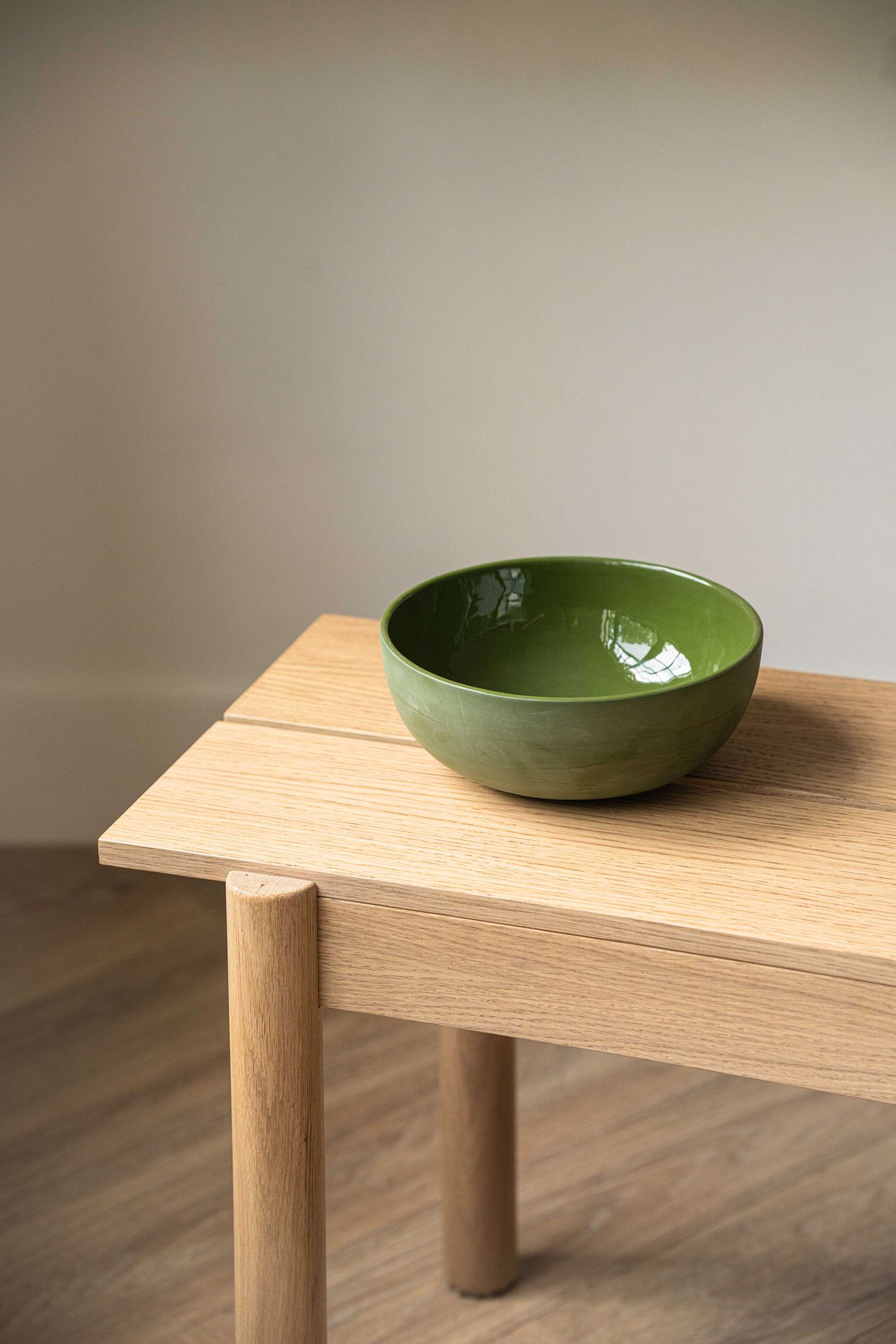 Handmade Porcelain Salad Bowl. Green