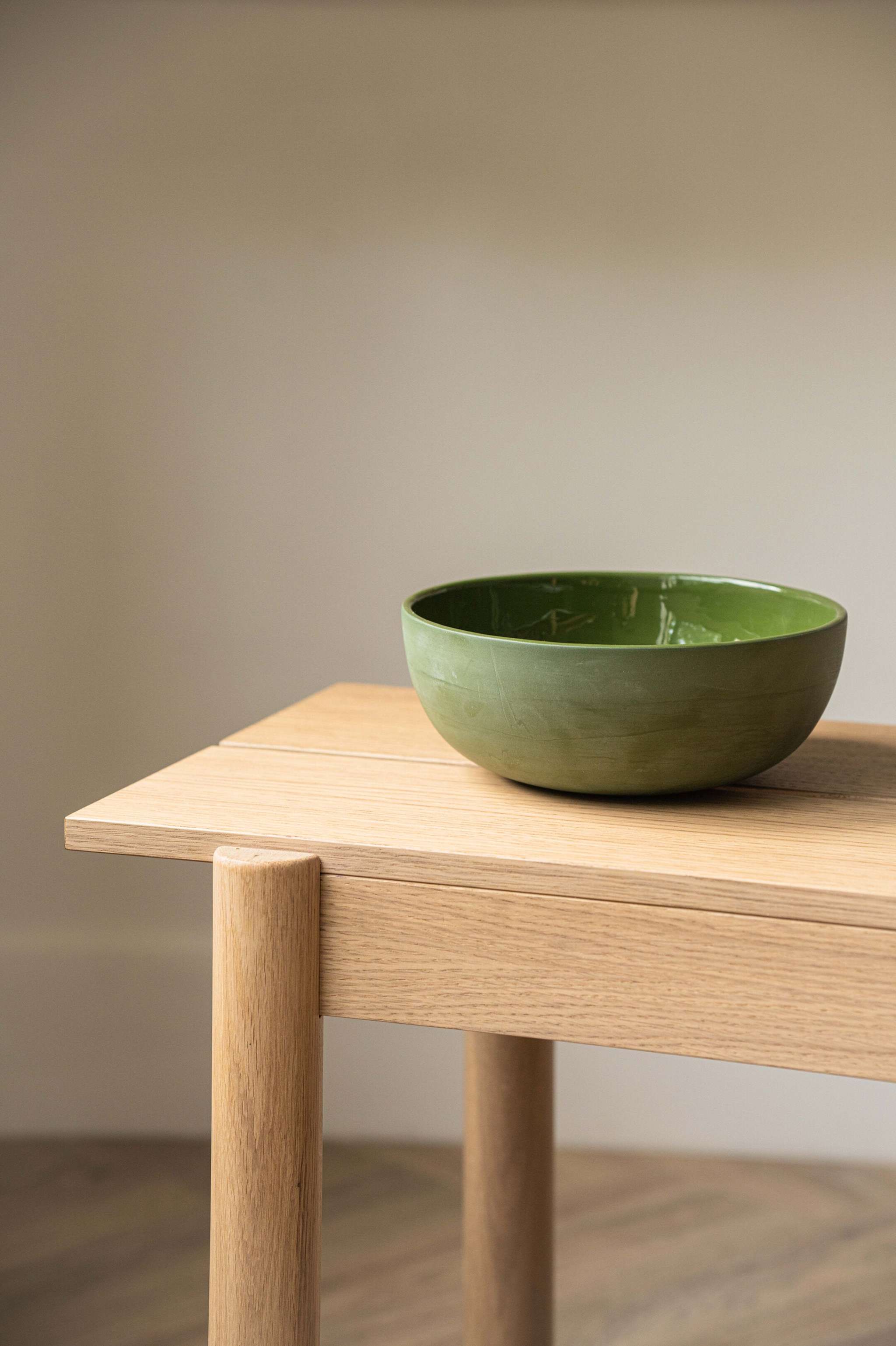 Handmade Porcelain Salad Bowl. Green
