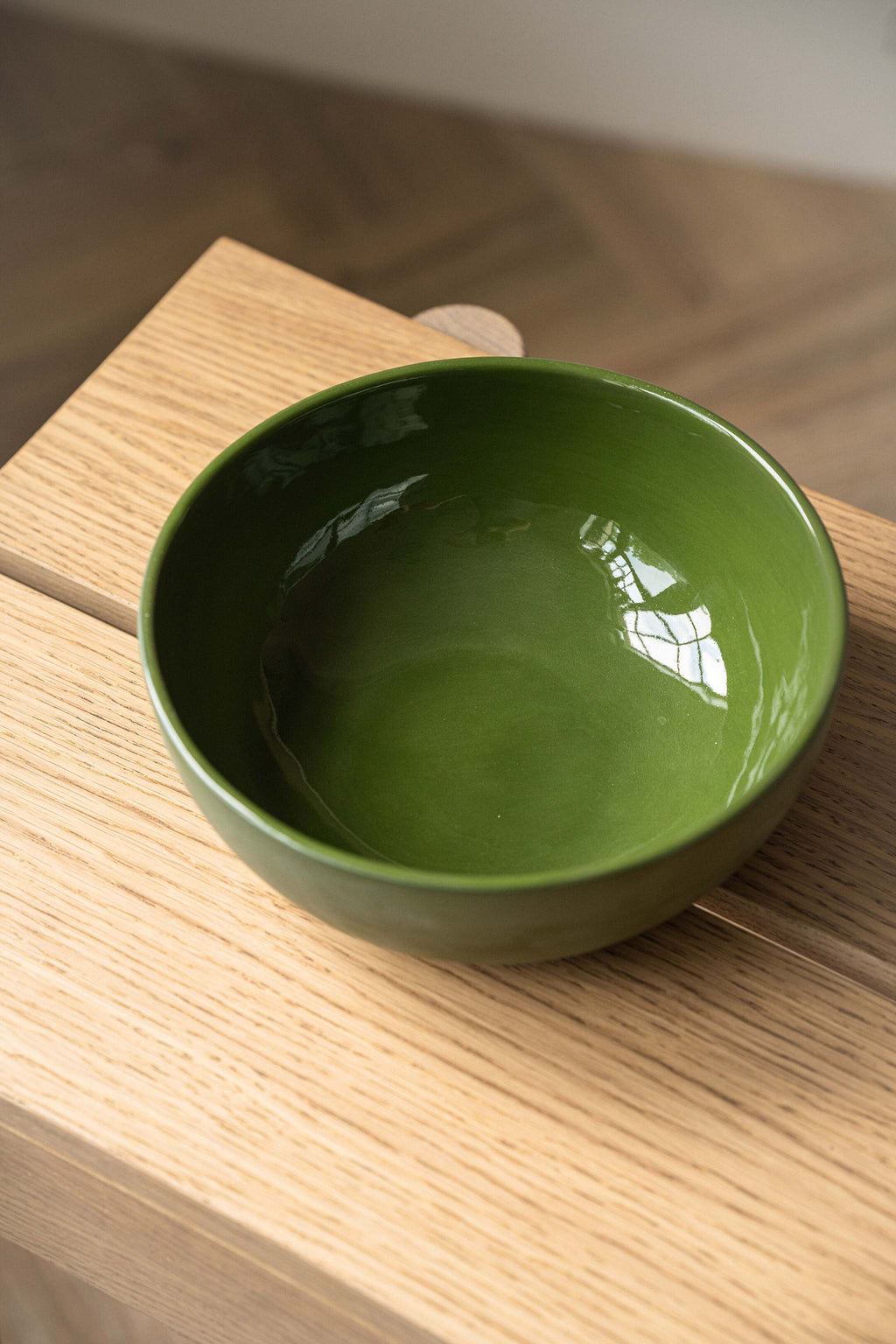 Handmade Porcelain Salad Bowl. Green