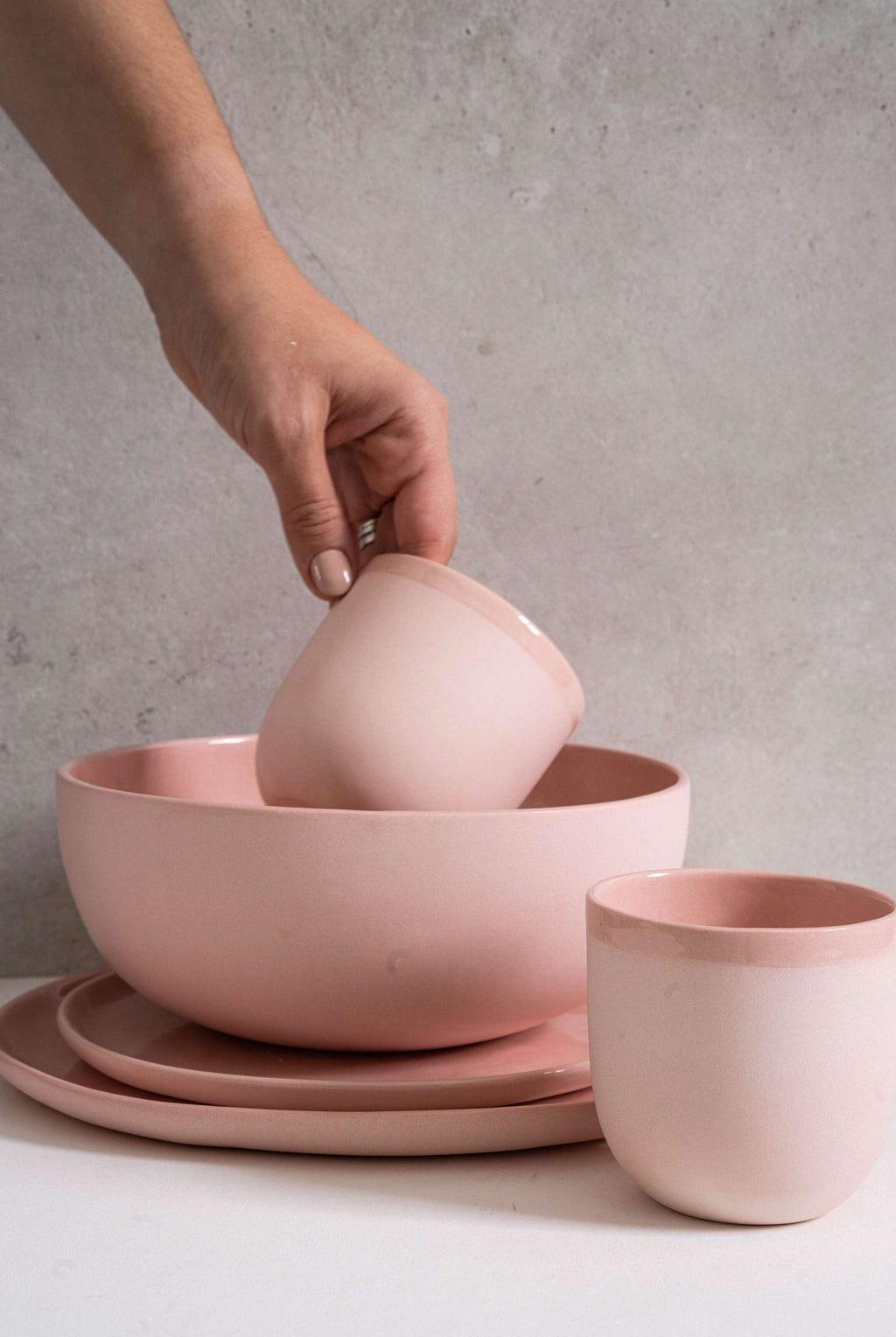 Handmade Porcelain Coffee Cup. Powder Pink