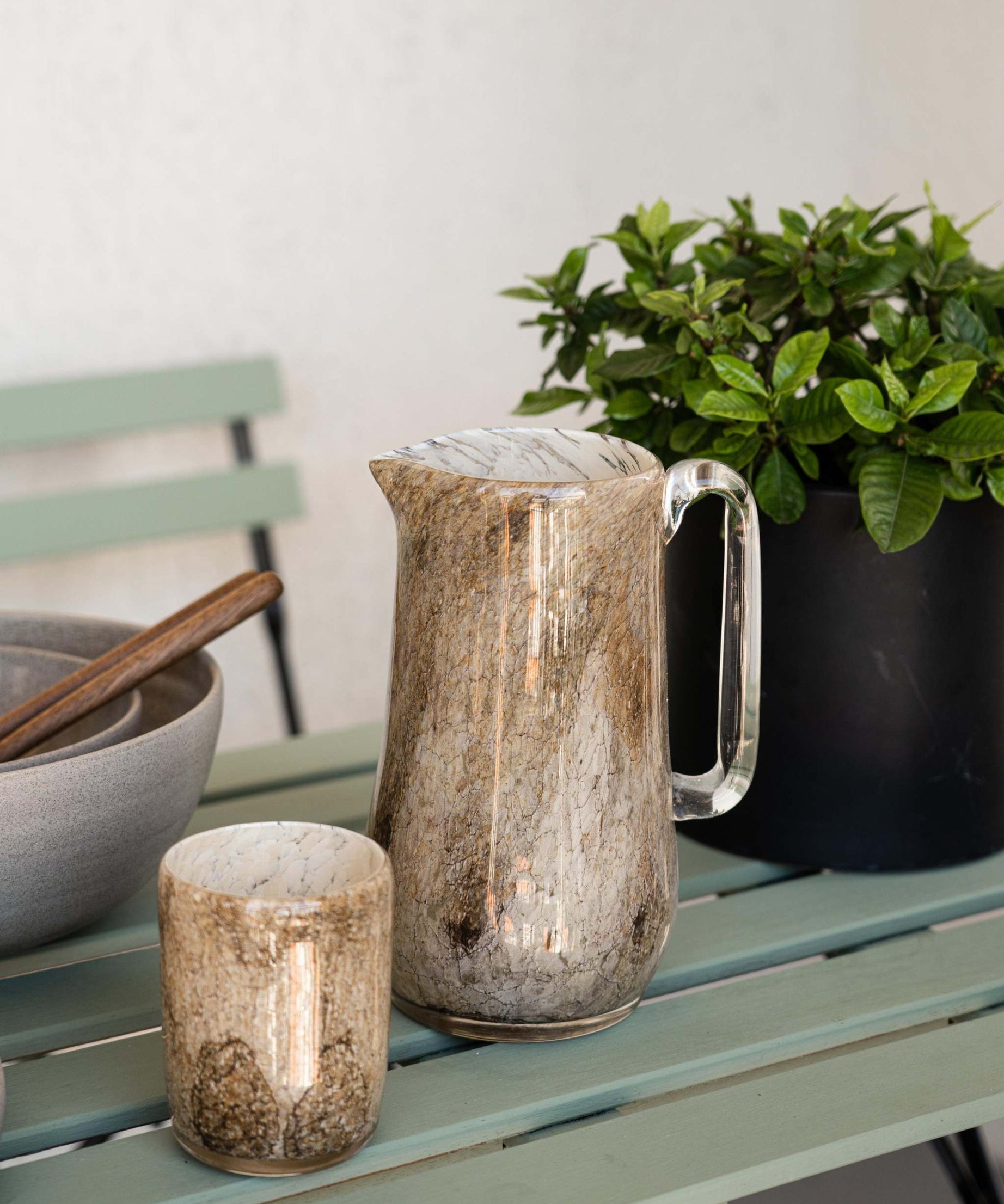 Mundgeblasene Glaskaraffe für Wasser, andere Getränke und Blumen