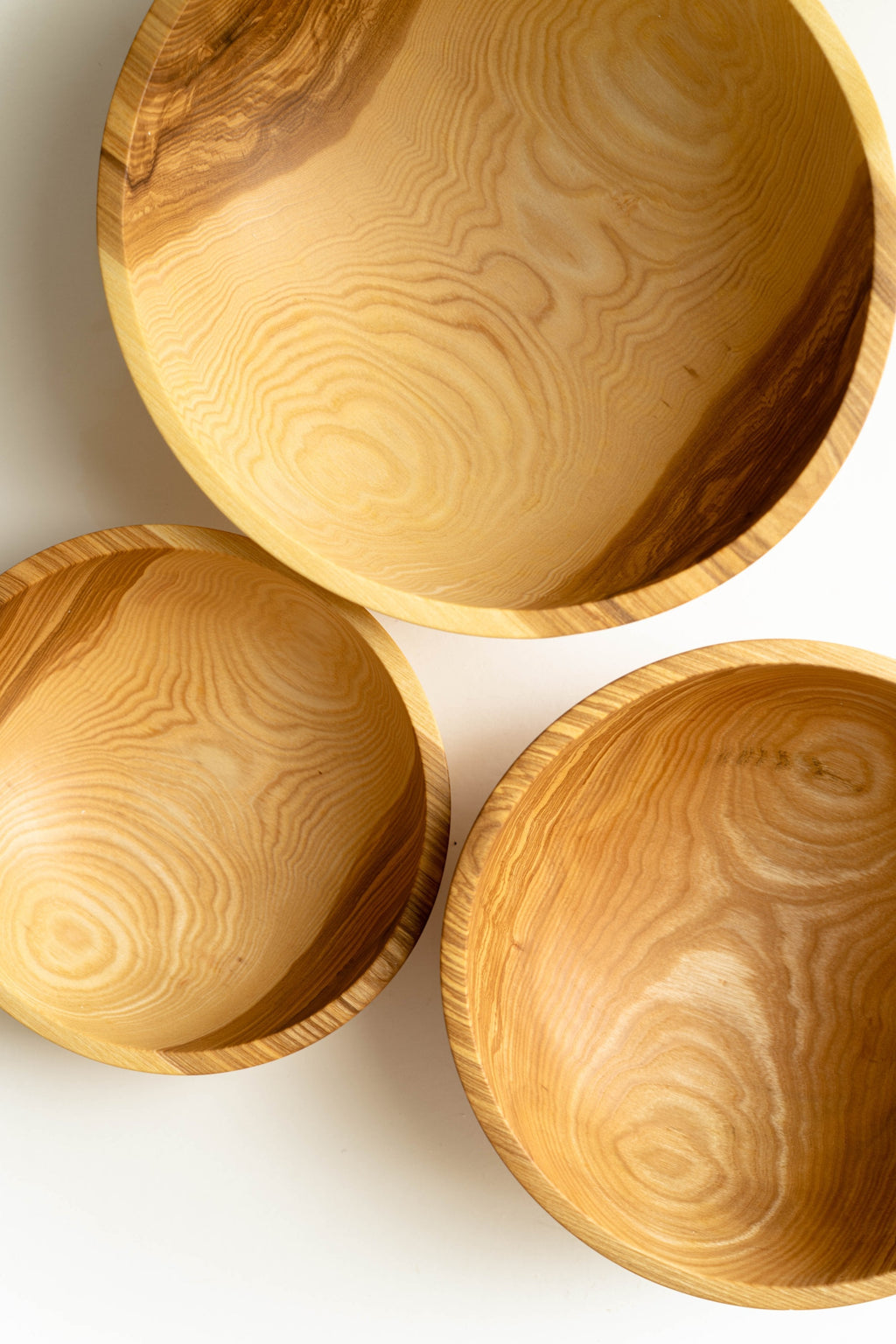 Hand Carved Wooden Nesting Bowl Set